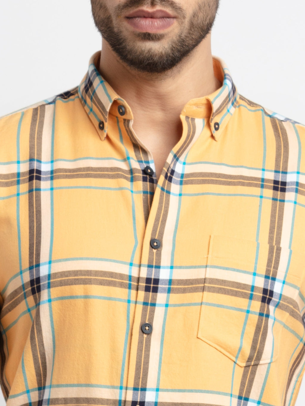 Mens Slim Fit Checkered Cotton Shirt