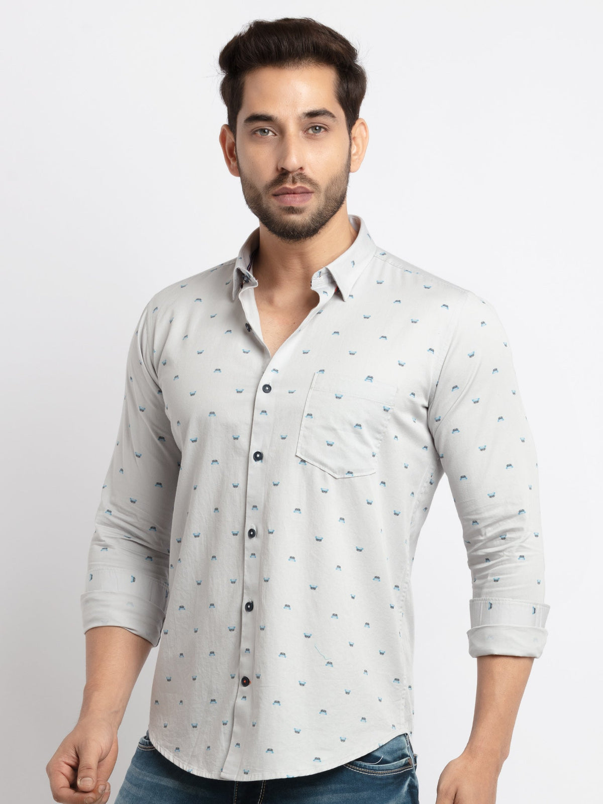 Mens Slim Fit Printed Cotton Shirt