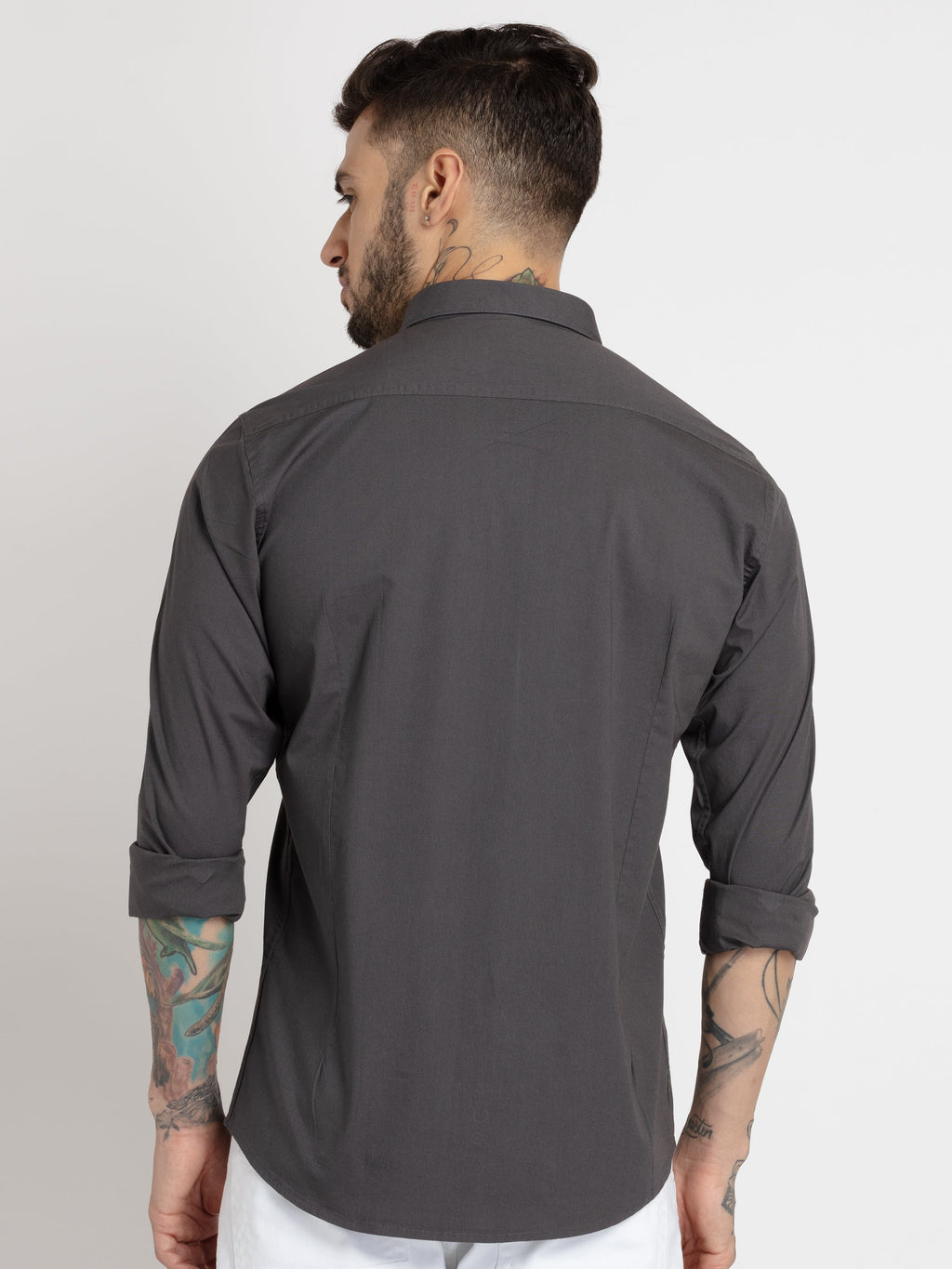 Mens Solid Cotton Slim Fit Shirt