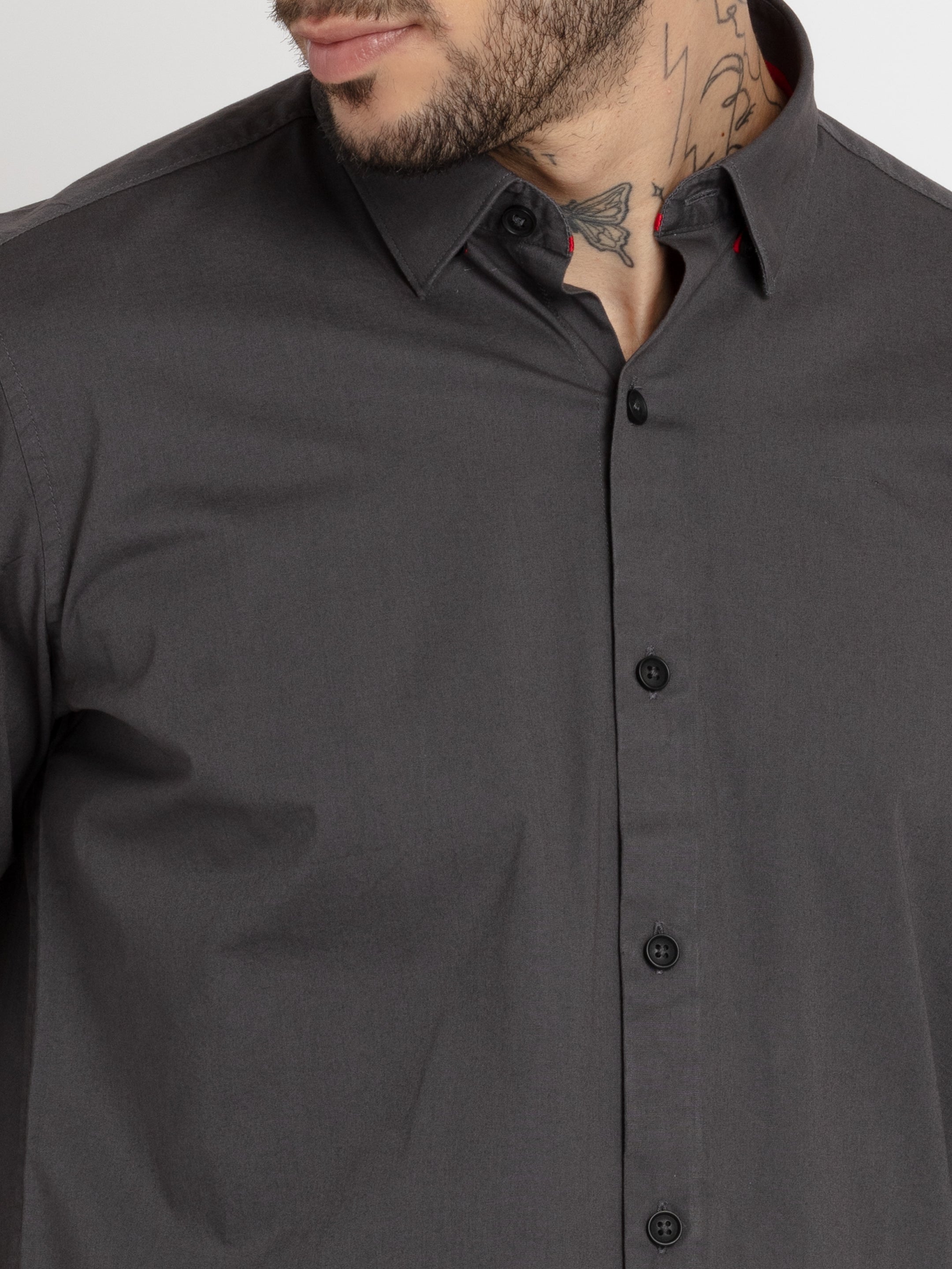 Mens Solid Cotton Slim Fit Shirt