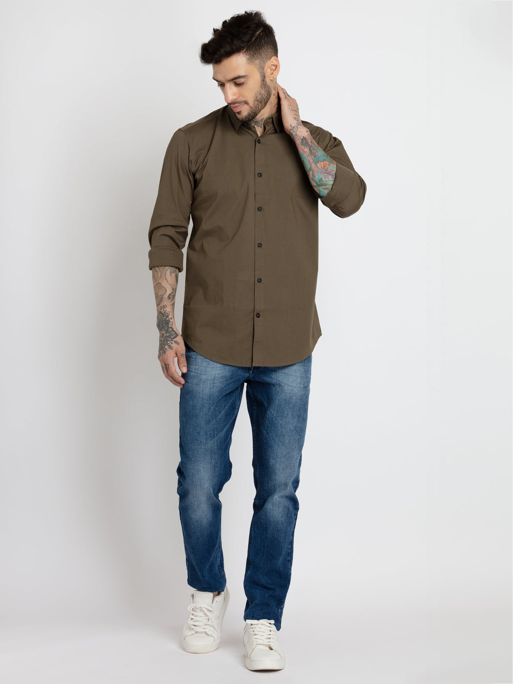 Men's Solid Cotton Slim Fit Shirt