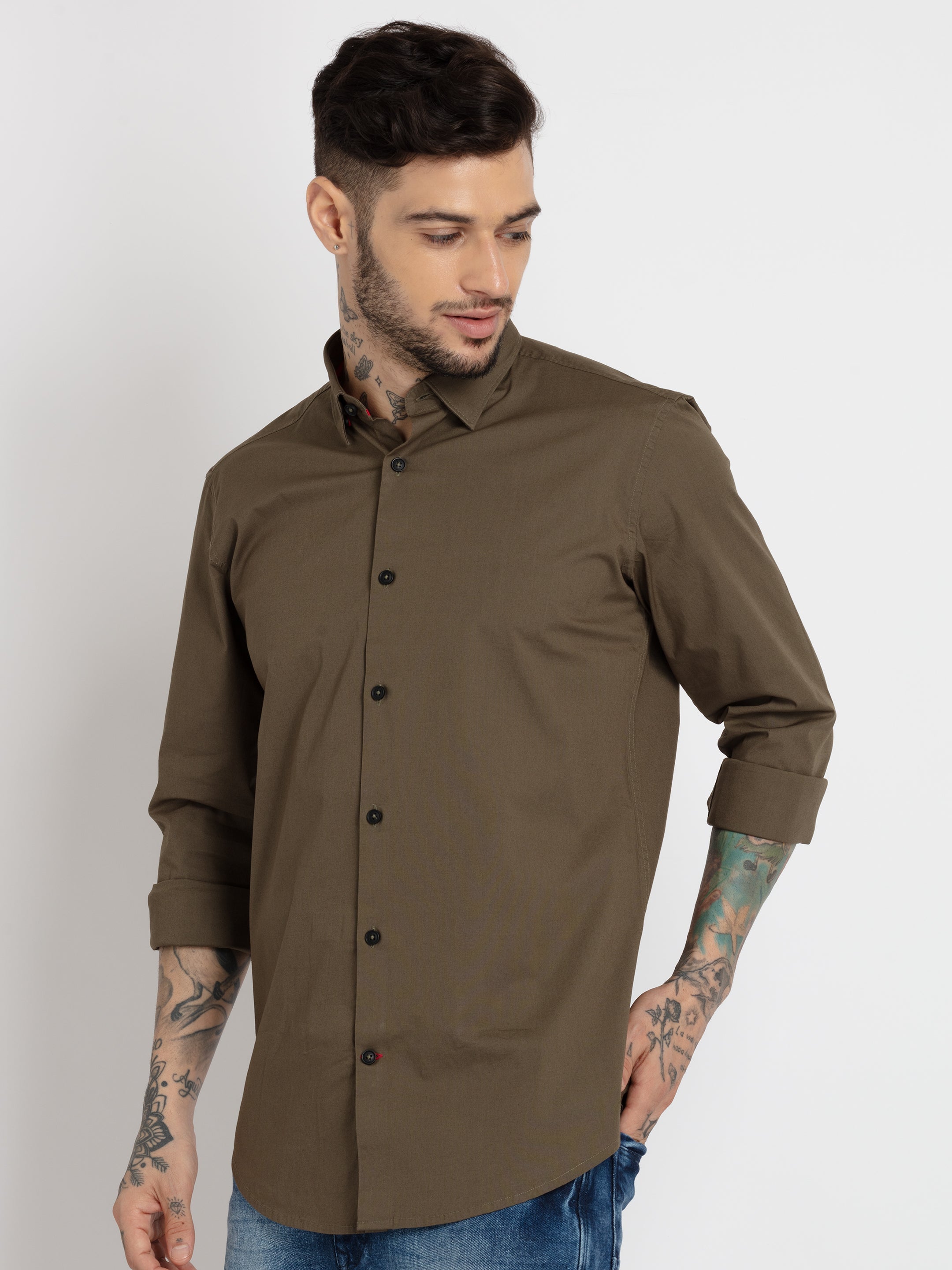 Men's Solid Cotton Slim Fit Shirt Secondary image