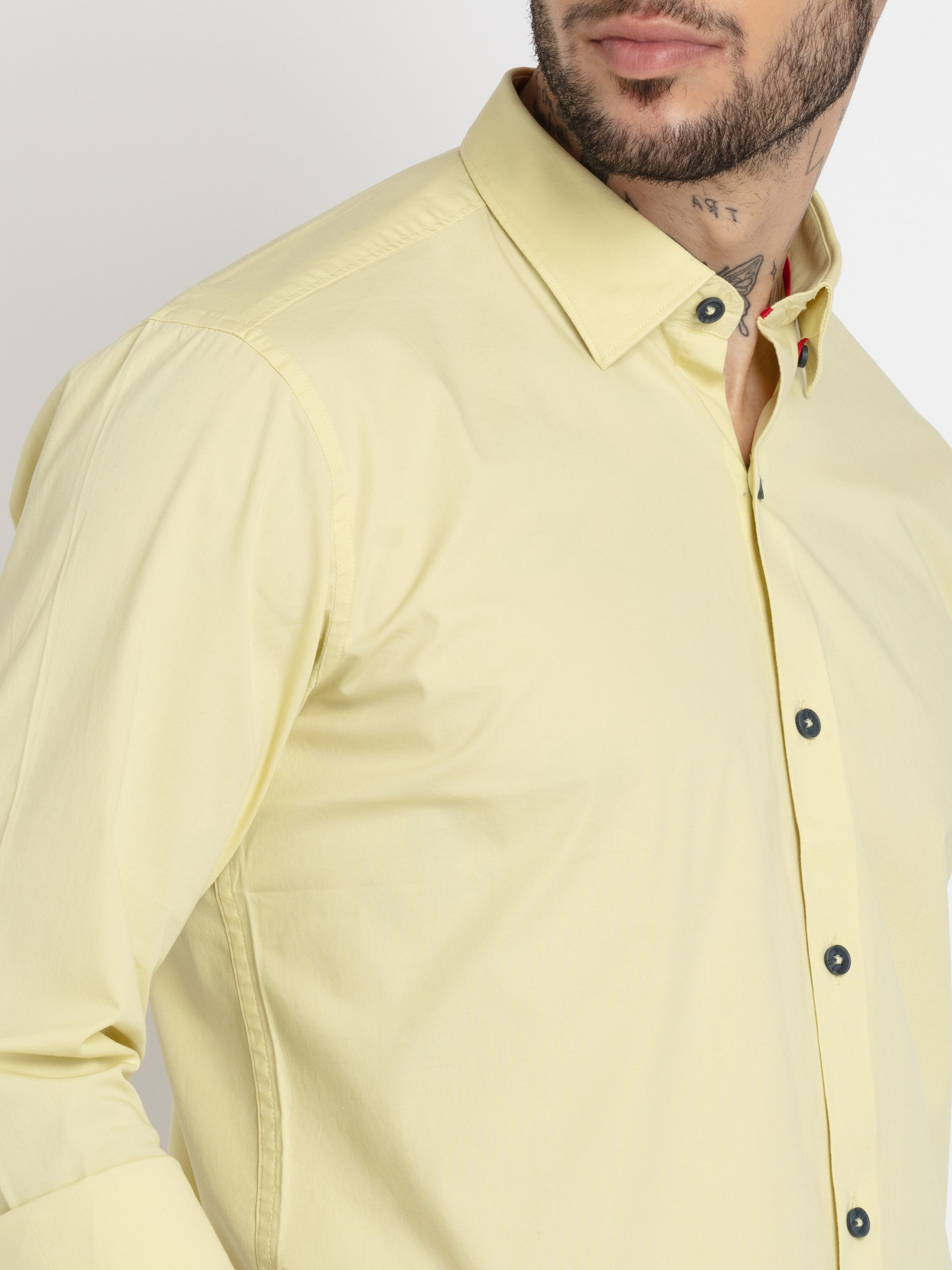 Mens Solid Cotton Slim Fit Shirt