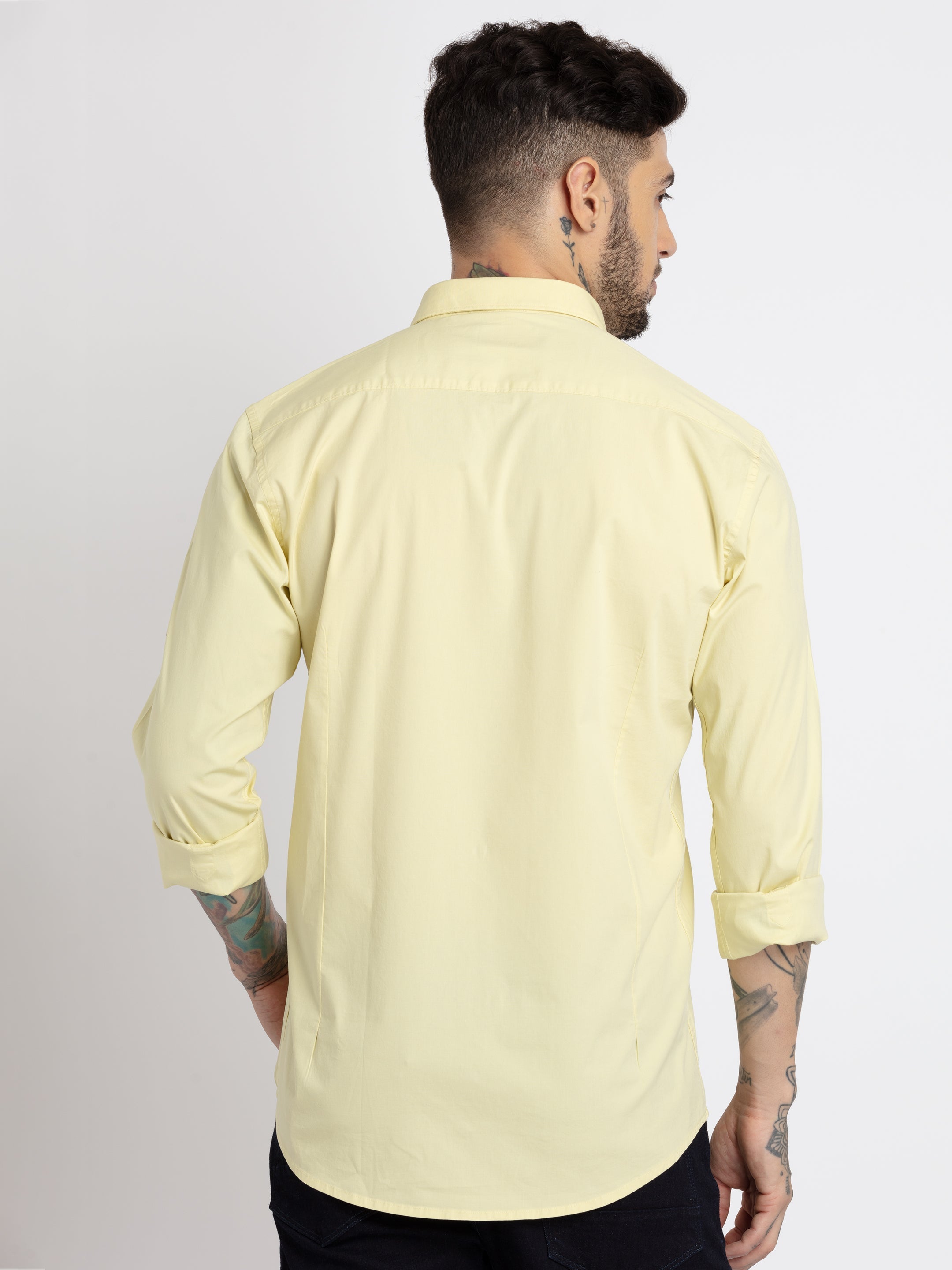 Mens Solid Cotton Slim Fit Shirt