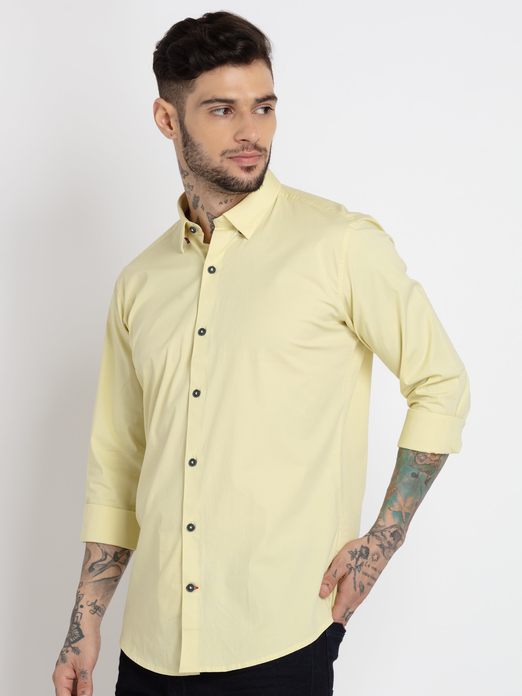 Mens Solid Cotton Slim Fit Shirt Secondary image