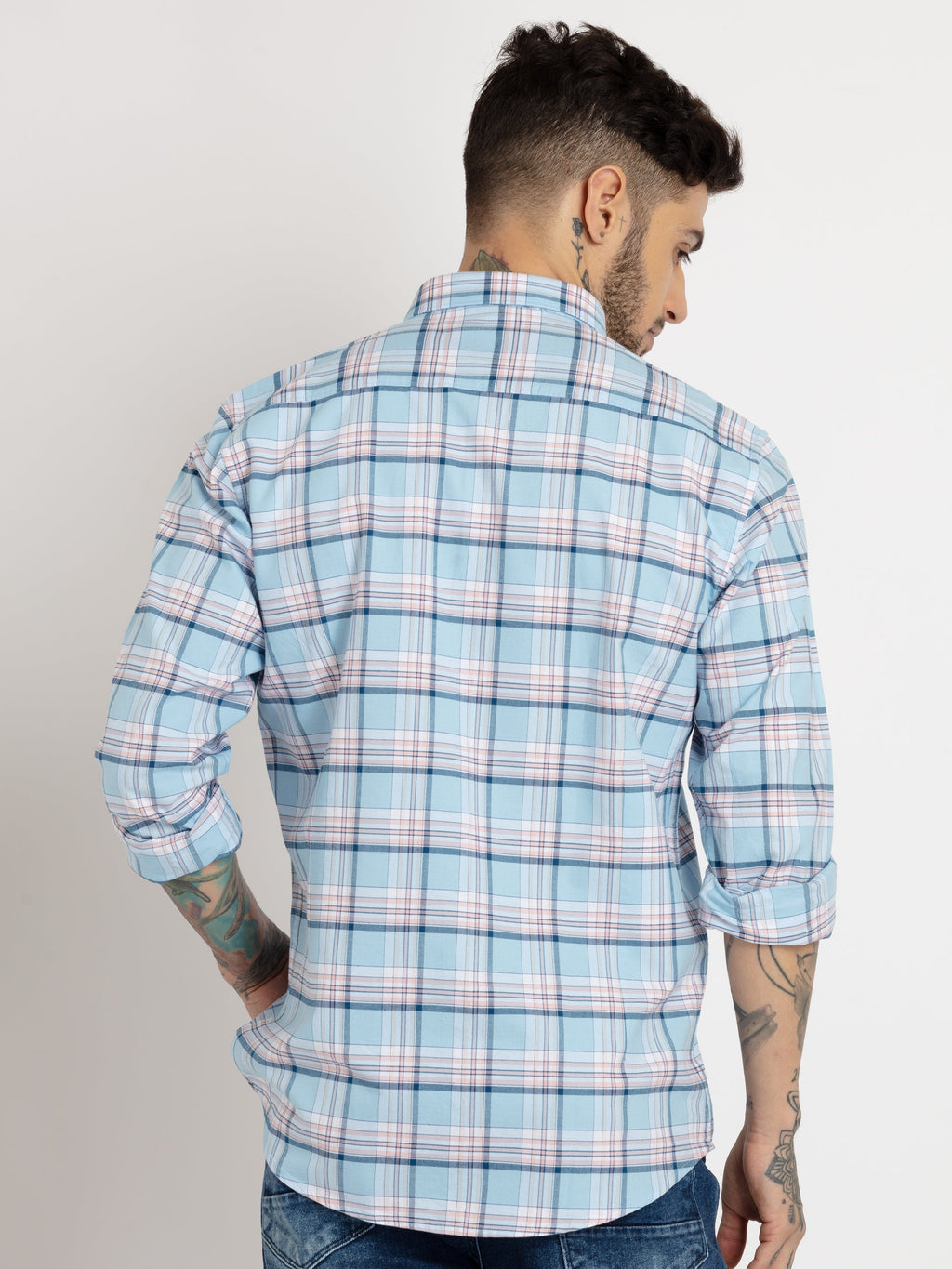 Mens Checkered Cotton Slim Fit Shirt