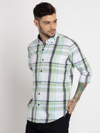 Mens Checkered Cotton Slim Fit Shirt