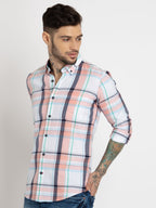 Mens Checkered Cotton Slim Fit Shirt