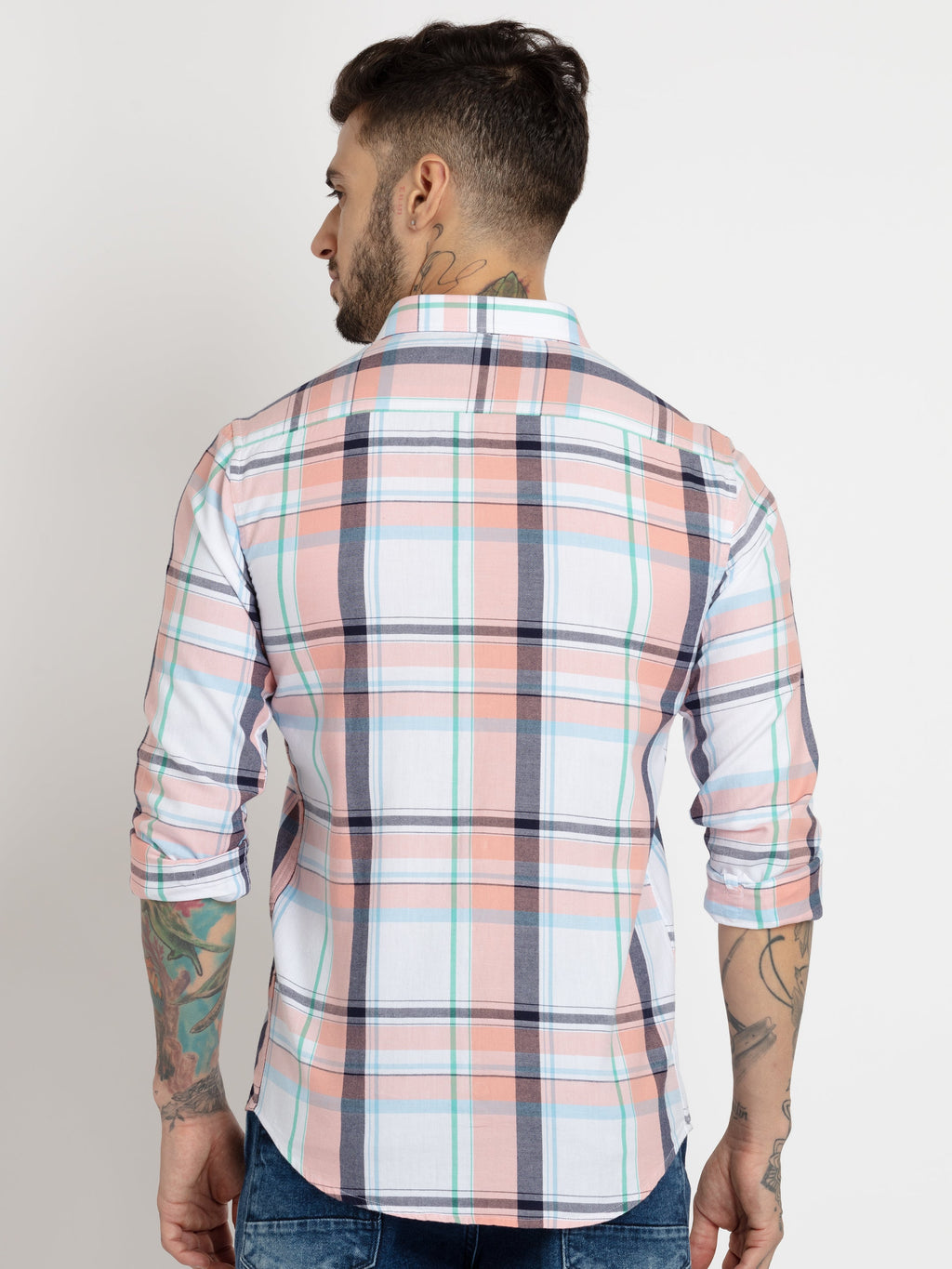 Mens Checkered Cotton Slim Fit Shirt