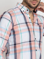 Mens Checkered Cotton Slim Fit Shirt