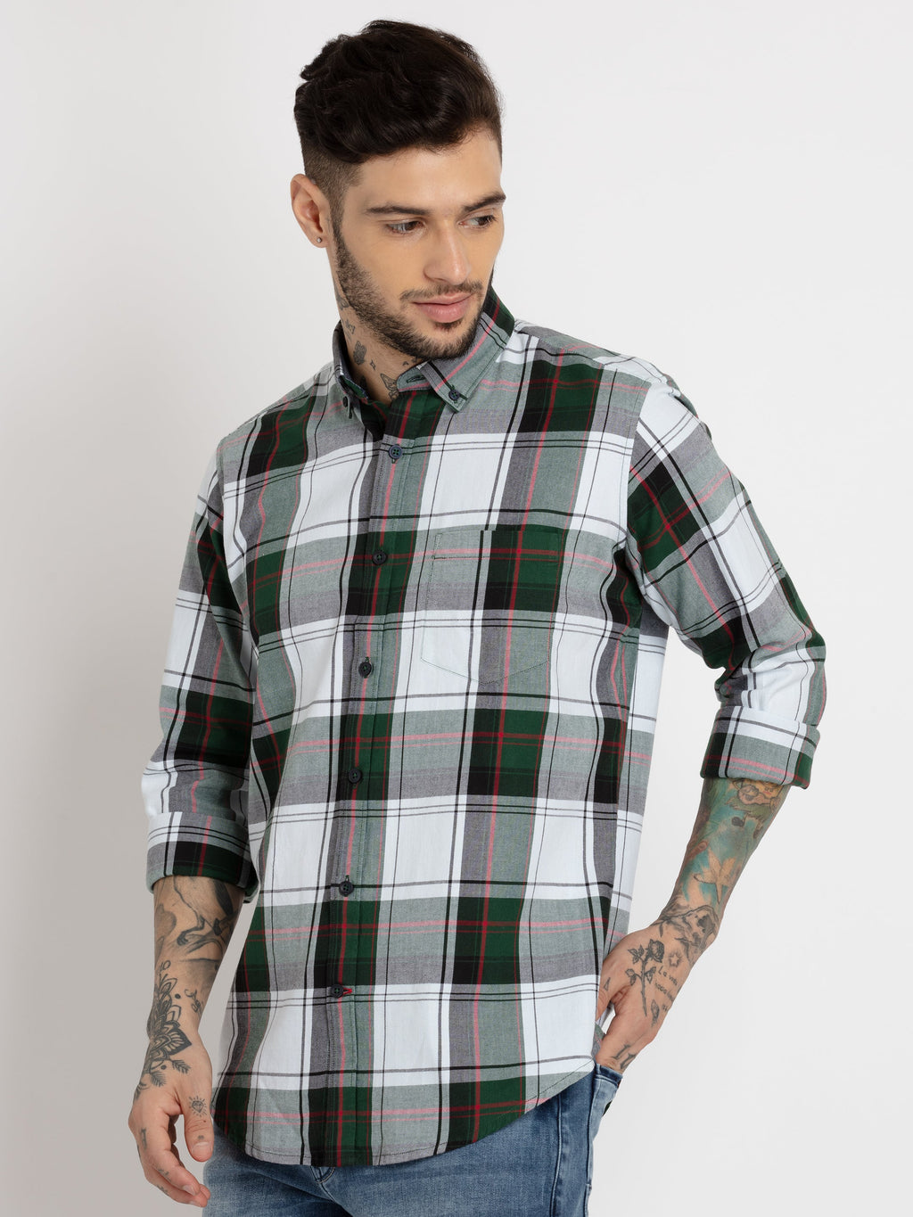 Men's Checkered Cotton Slim Fit Shirt
