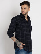 Mens Checkered Cotton Slim Fit Shirt
