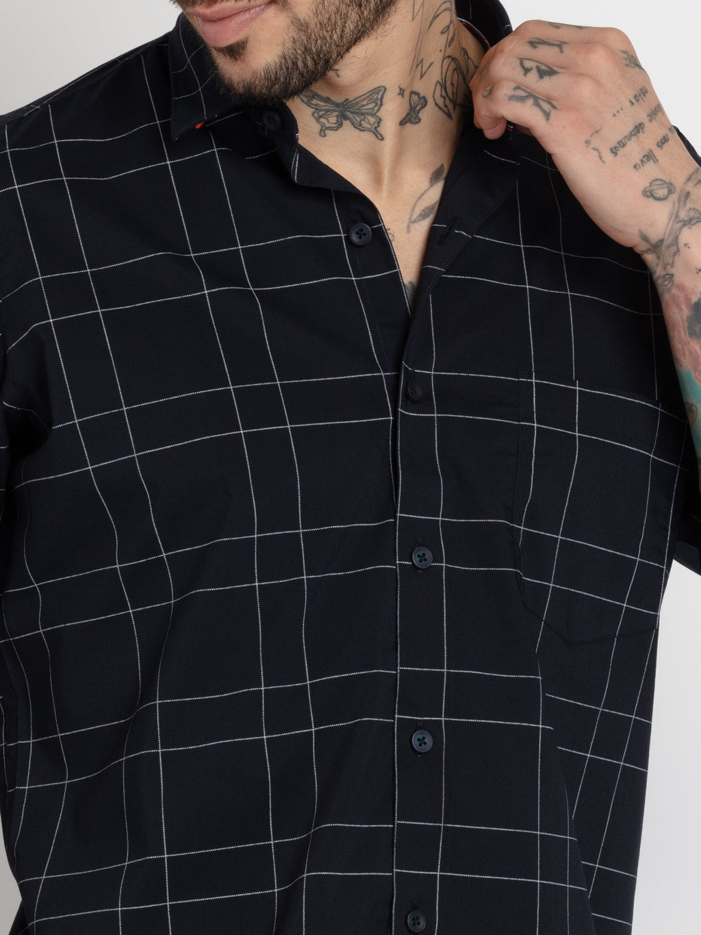 Mens Checkered Cotton Slim Fit Shirt