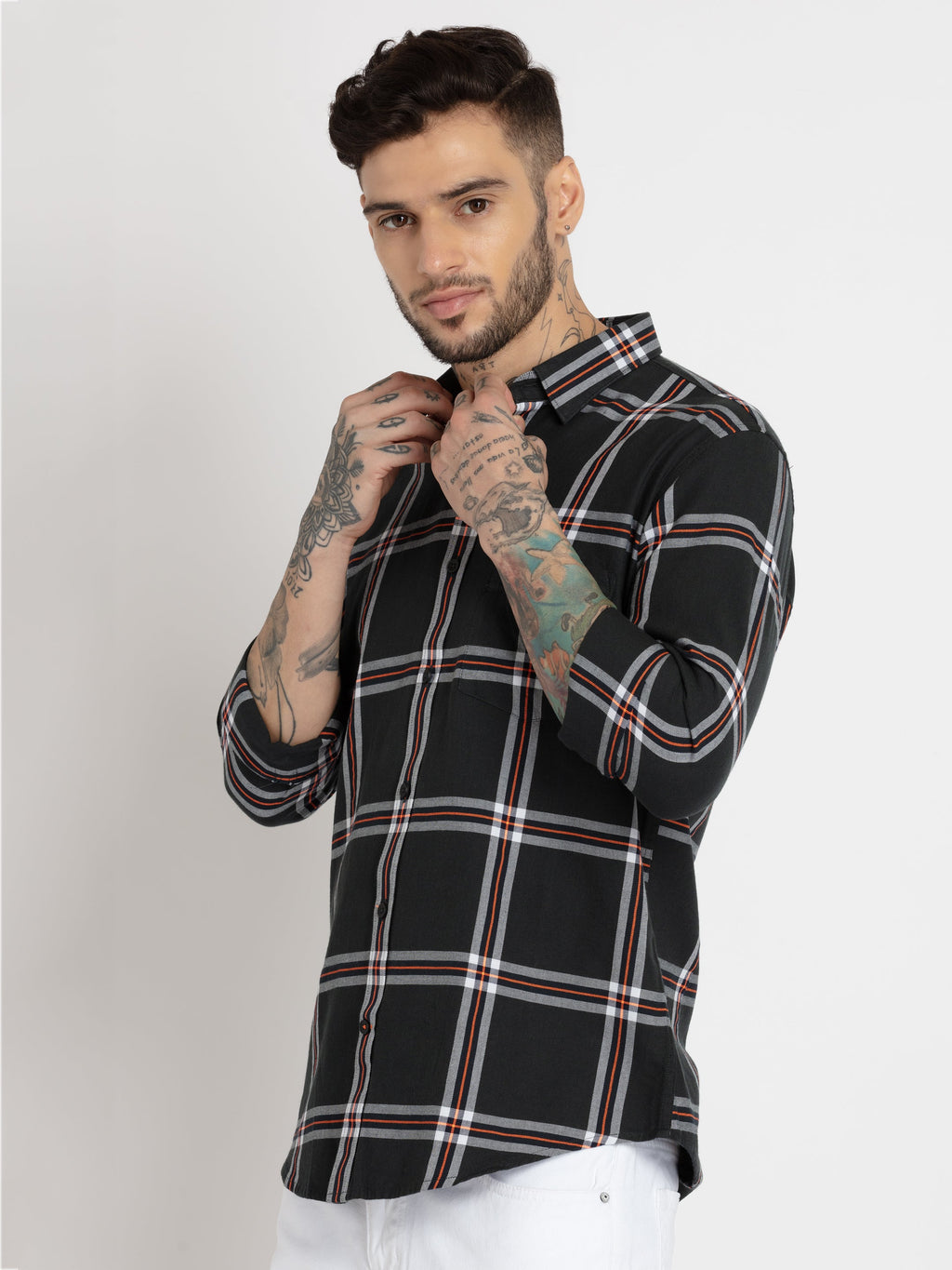Mens Solid Cotton Slim Fit Shirt
