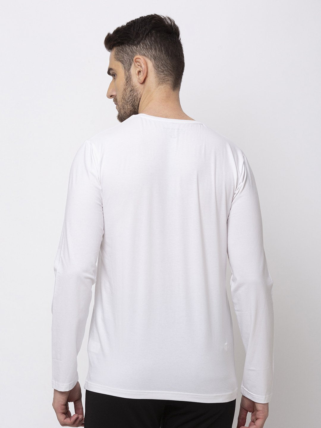 Solid V-Neck Full Sleeves T-Shirt