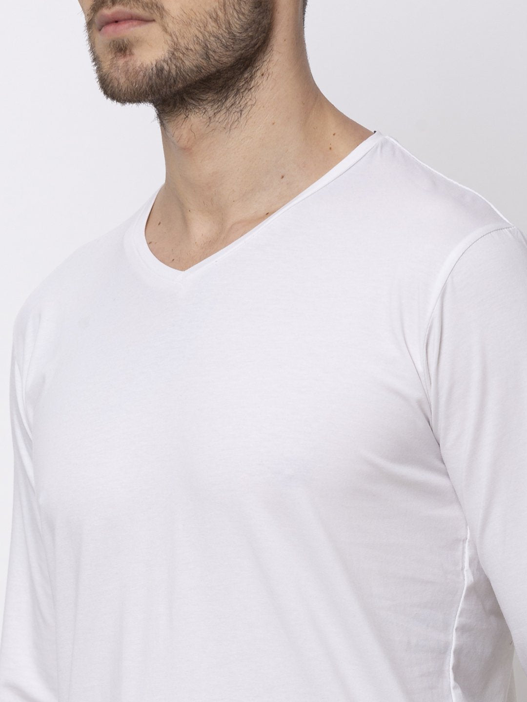 Solid V-Neck Full Sleeves T-Shirt