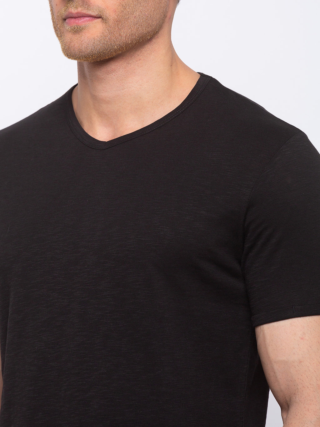 Solid Slim Fit V-Neck T-shirt