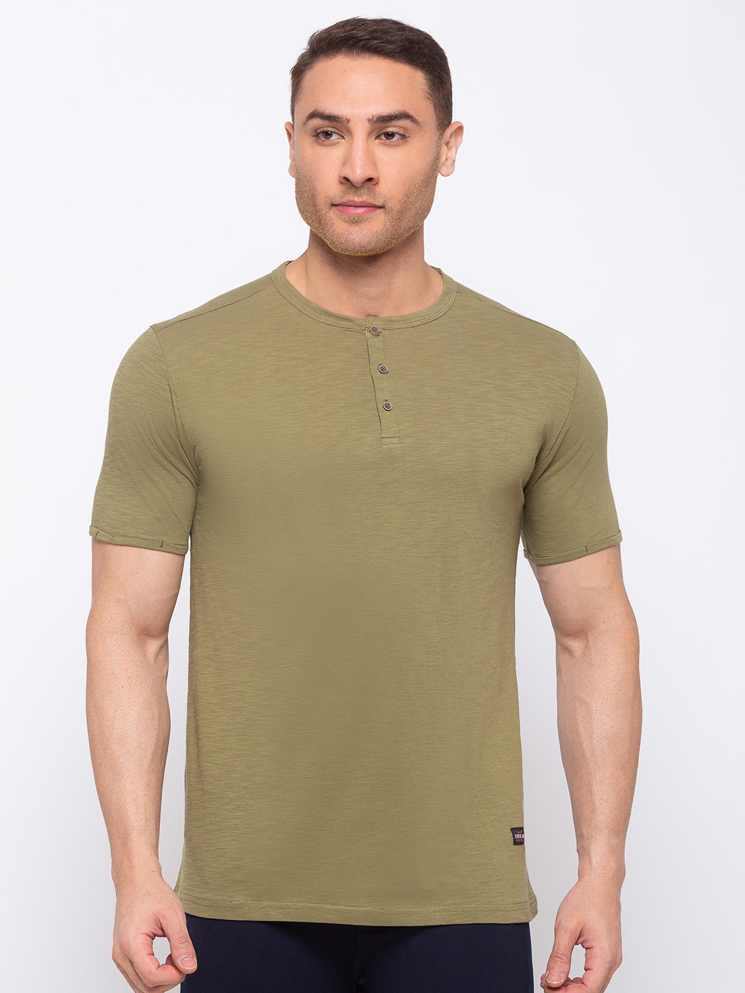Solid Henley Neck T-Shirt