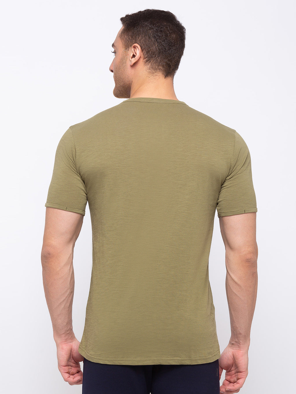 Solid Henley Neck T-Shirt