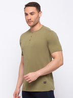 Solid Henley Neck T-Shirt