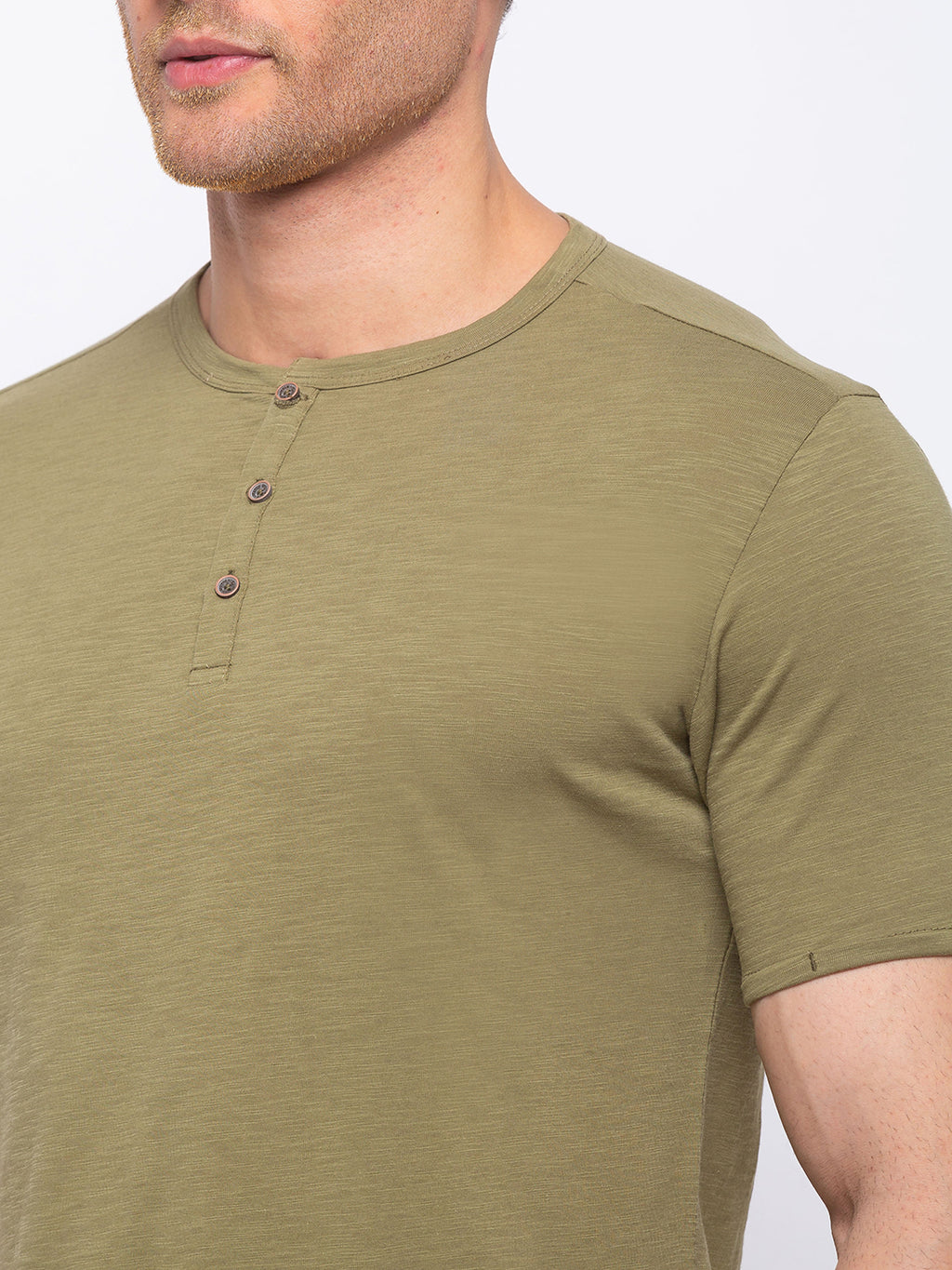 Solid Henley Neck T-Shirt