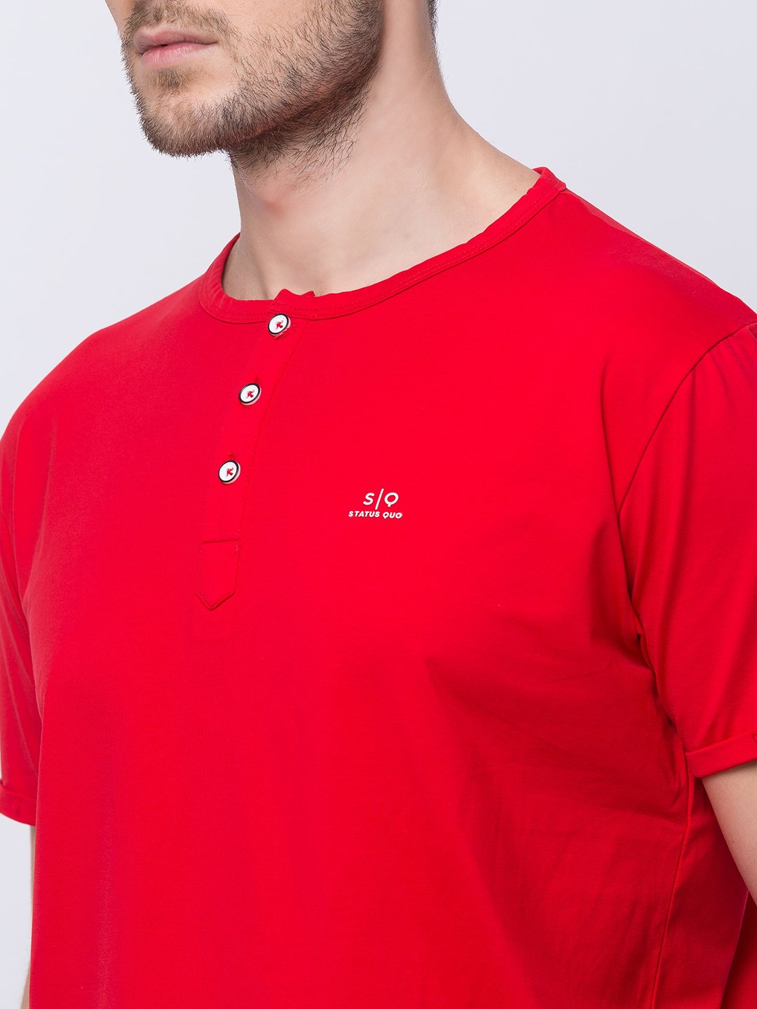 Solid Henley Neck T-Shirt