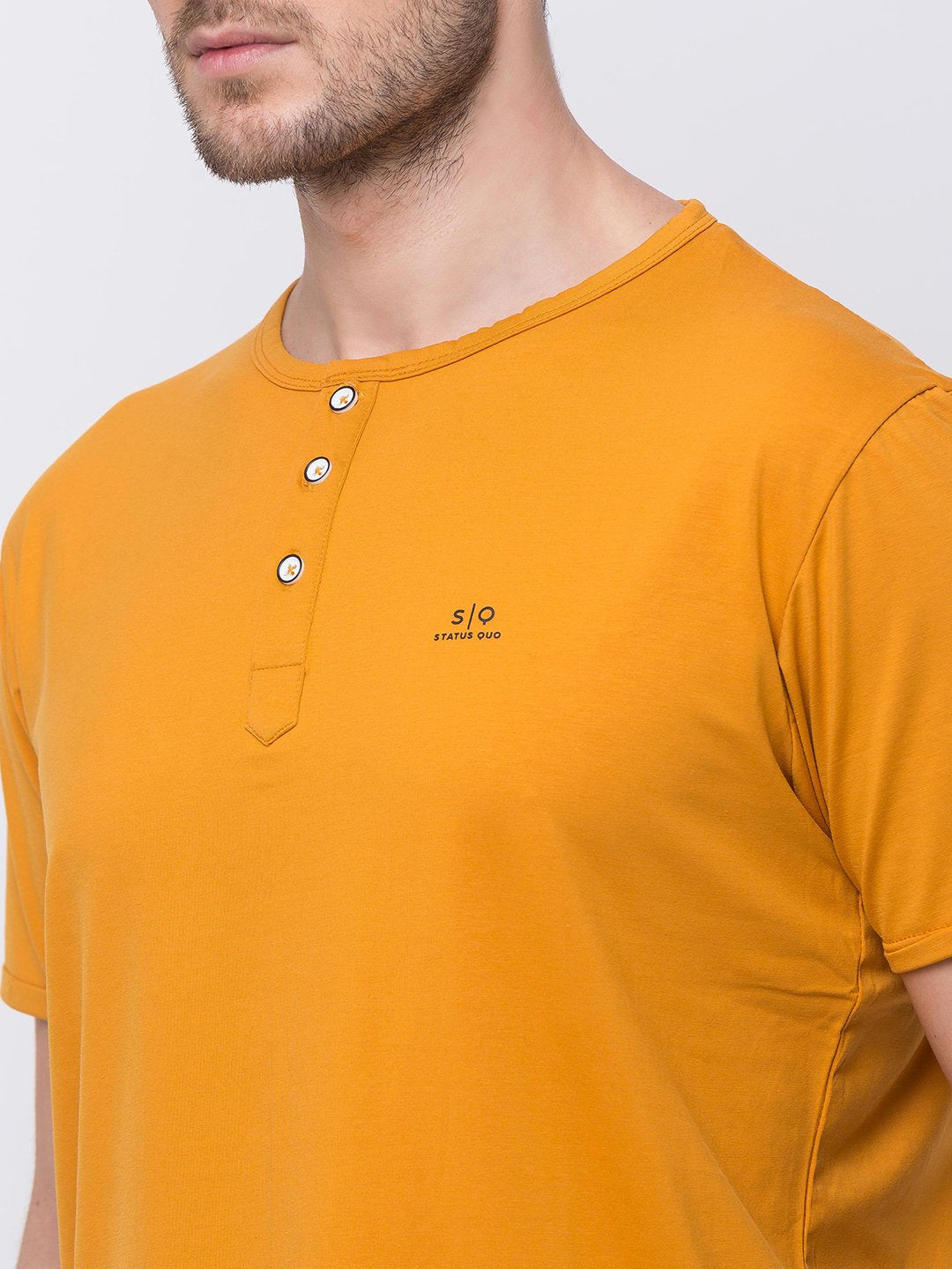 Solid Henley Neck T-Shirt