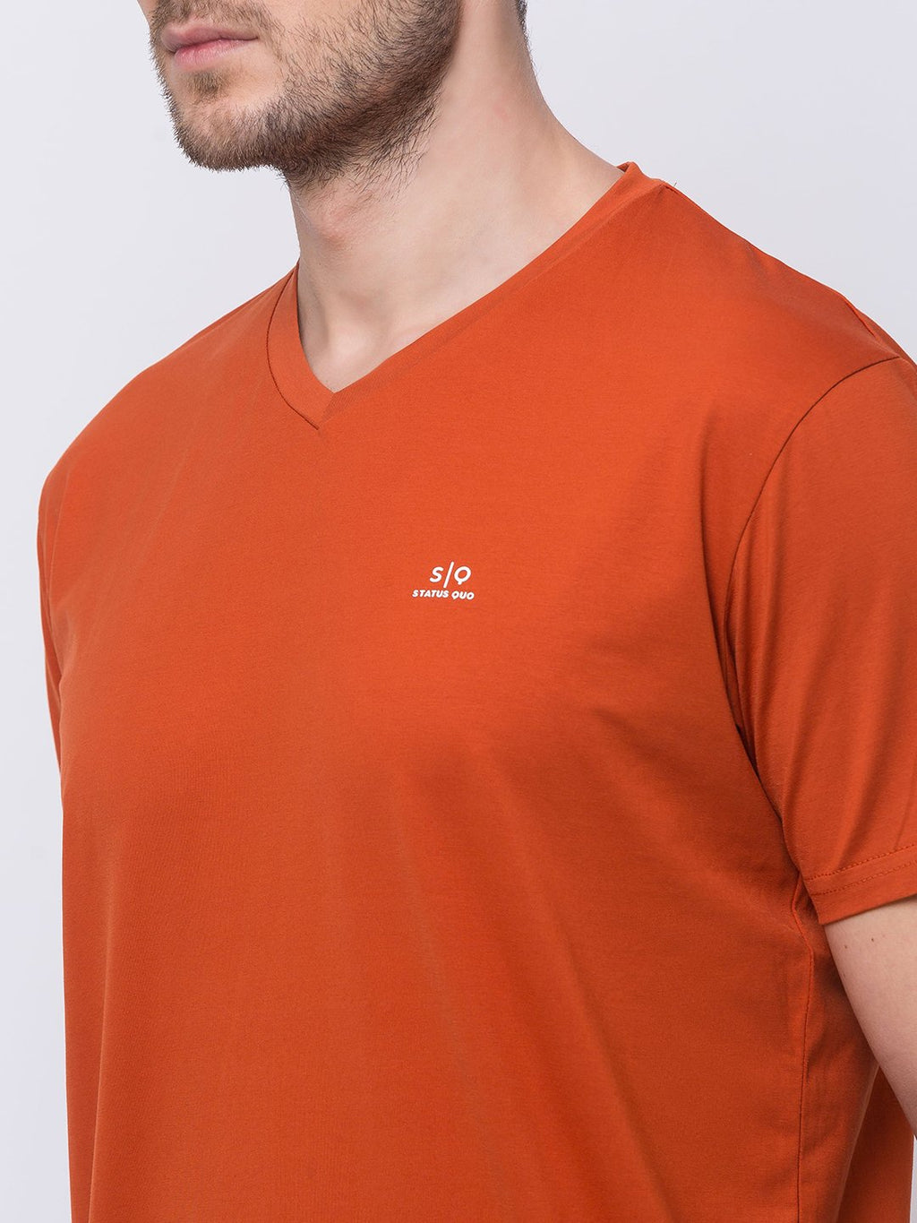 Solid V- Neck T-Shirt