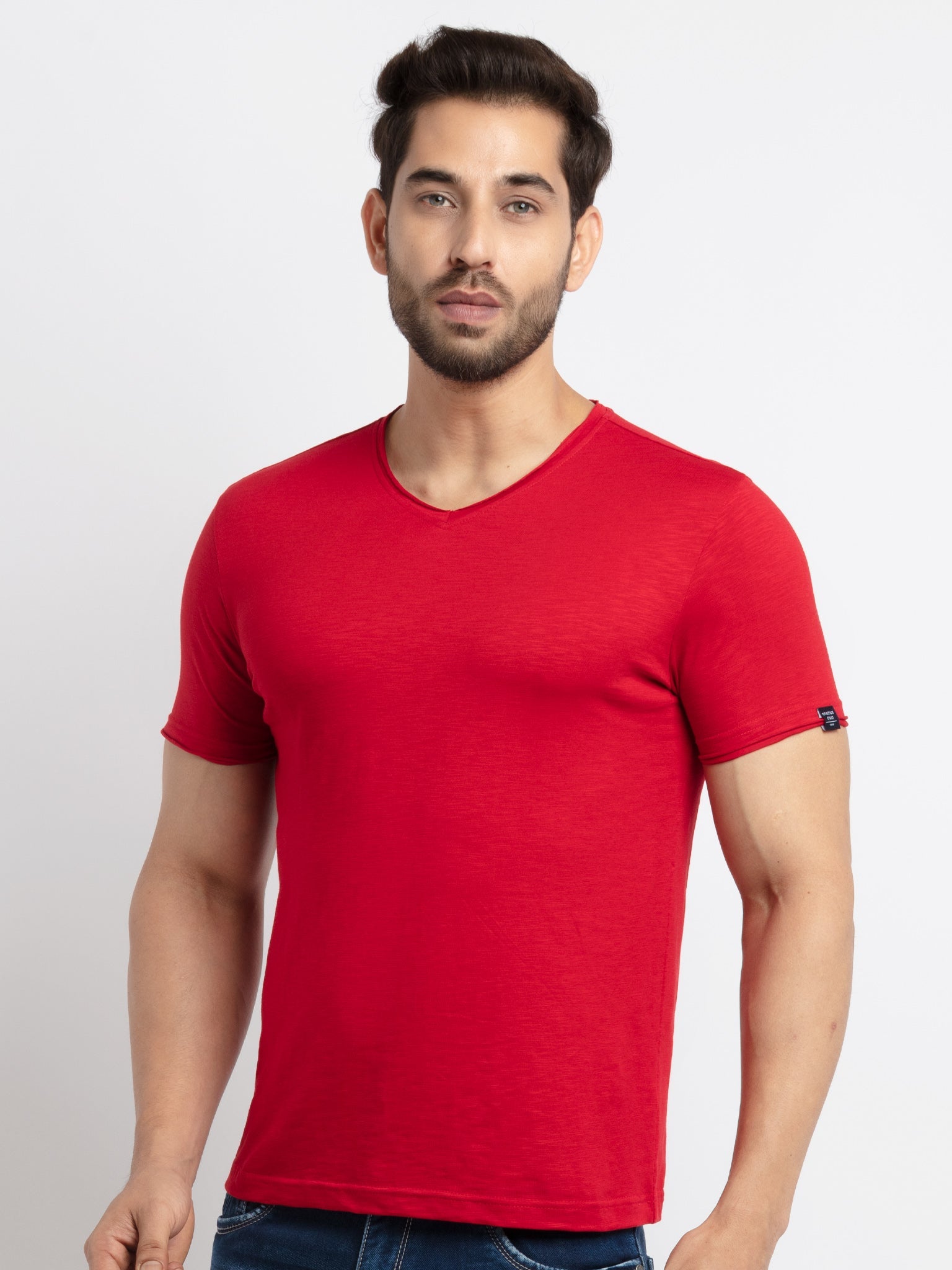 Mens Basic Taperd Fit V- Neck T-Shirt