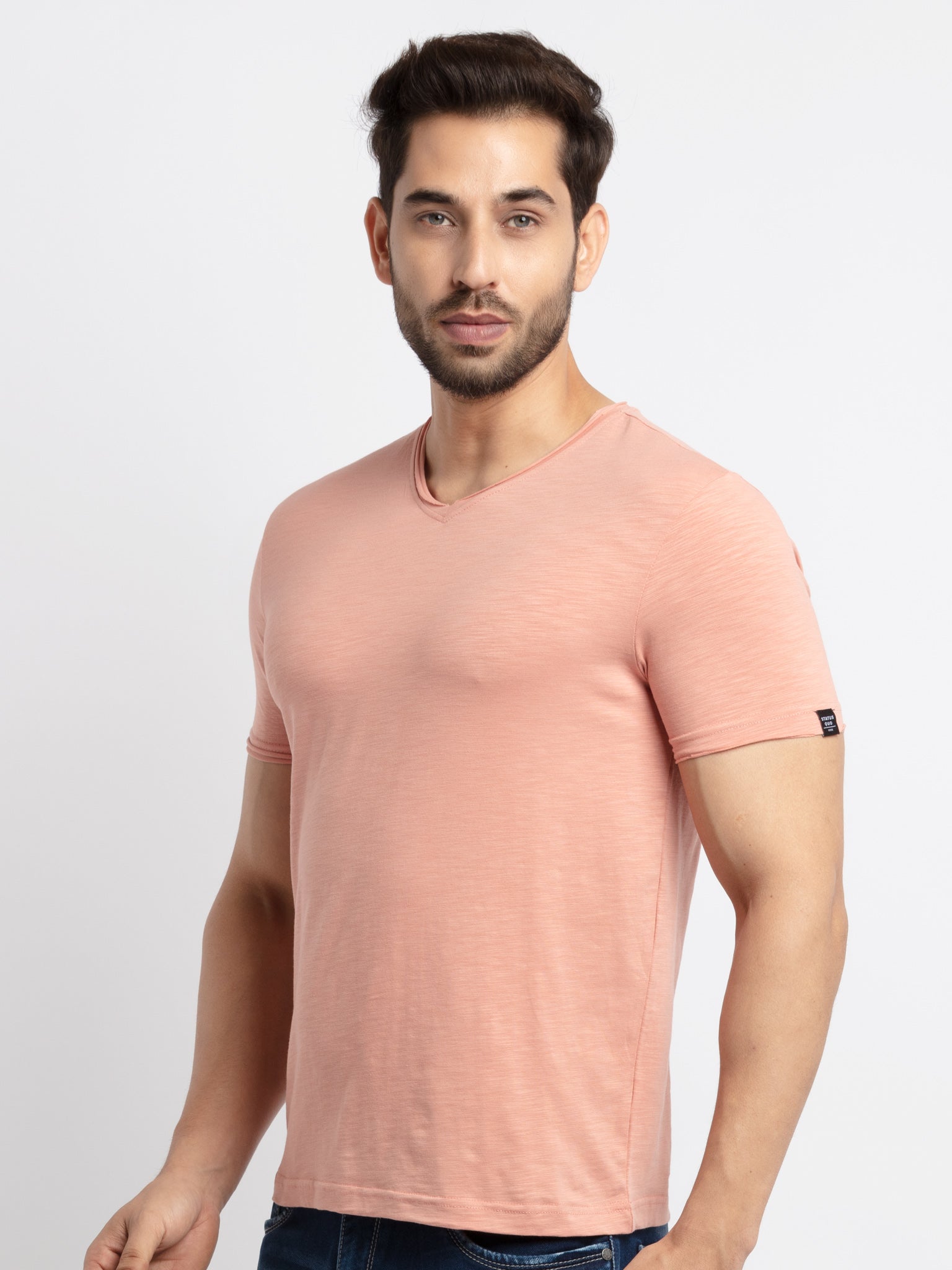 Mens Basic Taperd Fit V- Neck T-Shirt