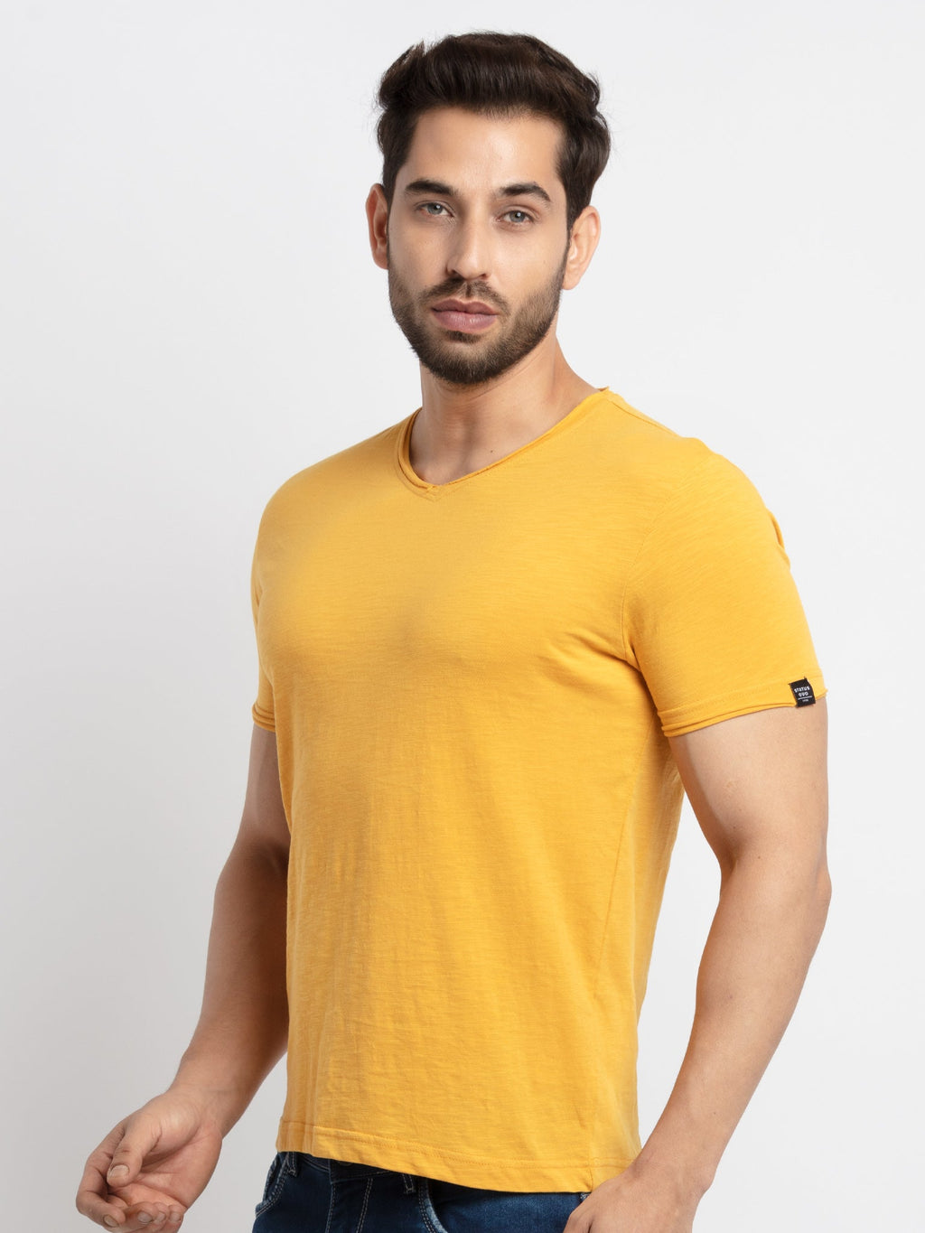 Mens Basic Taperd Fit V- Neck T-Shirt