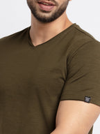 Mens Basic Taperd Fit V- Neck T-Shirt