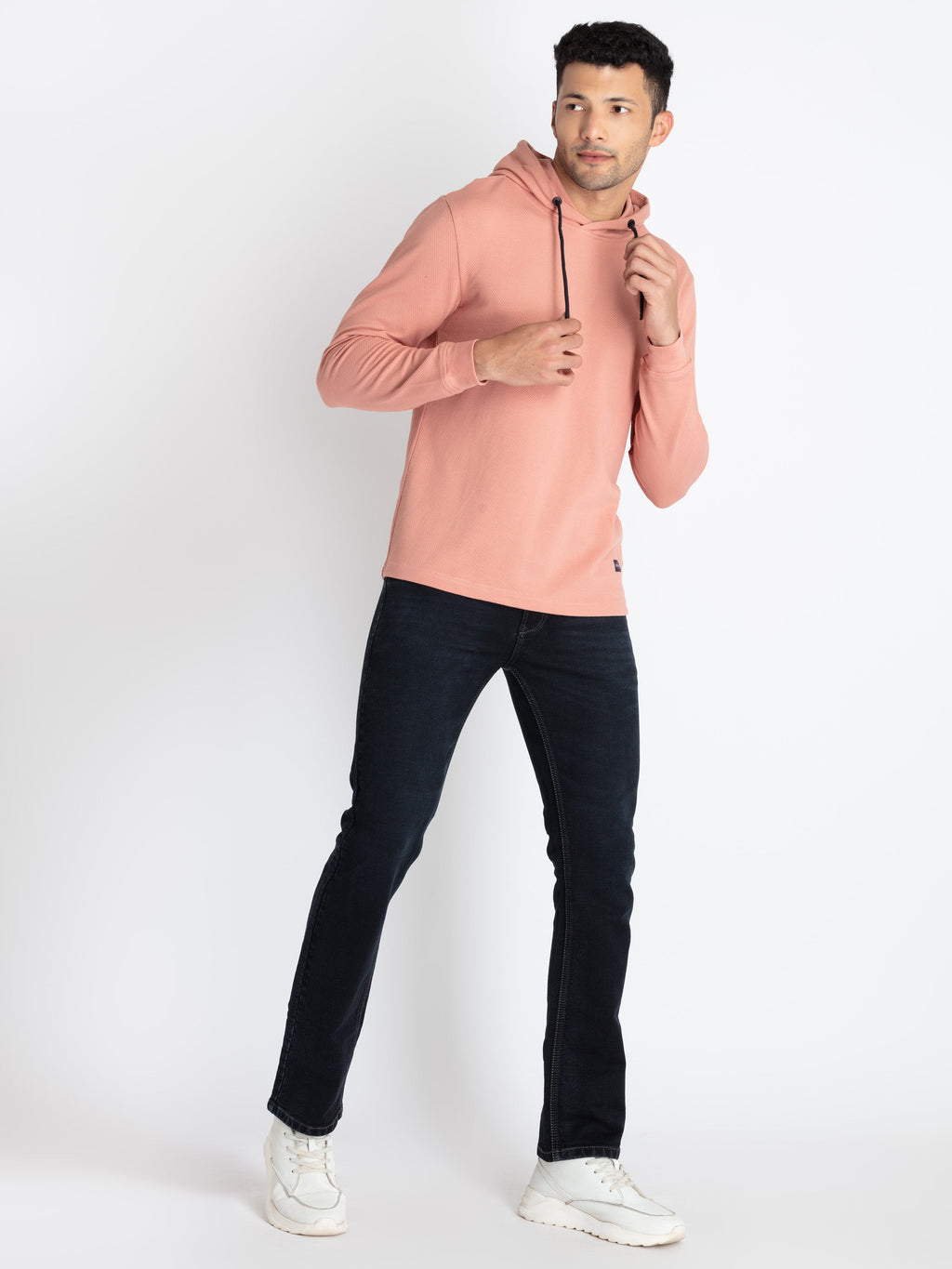 Mens V Neck Hooded T-Shirt