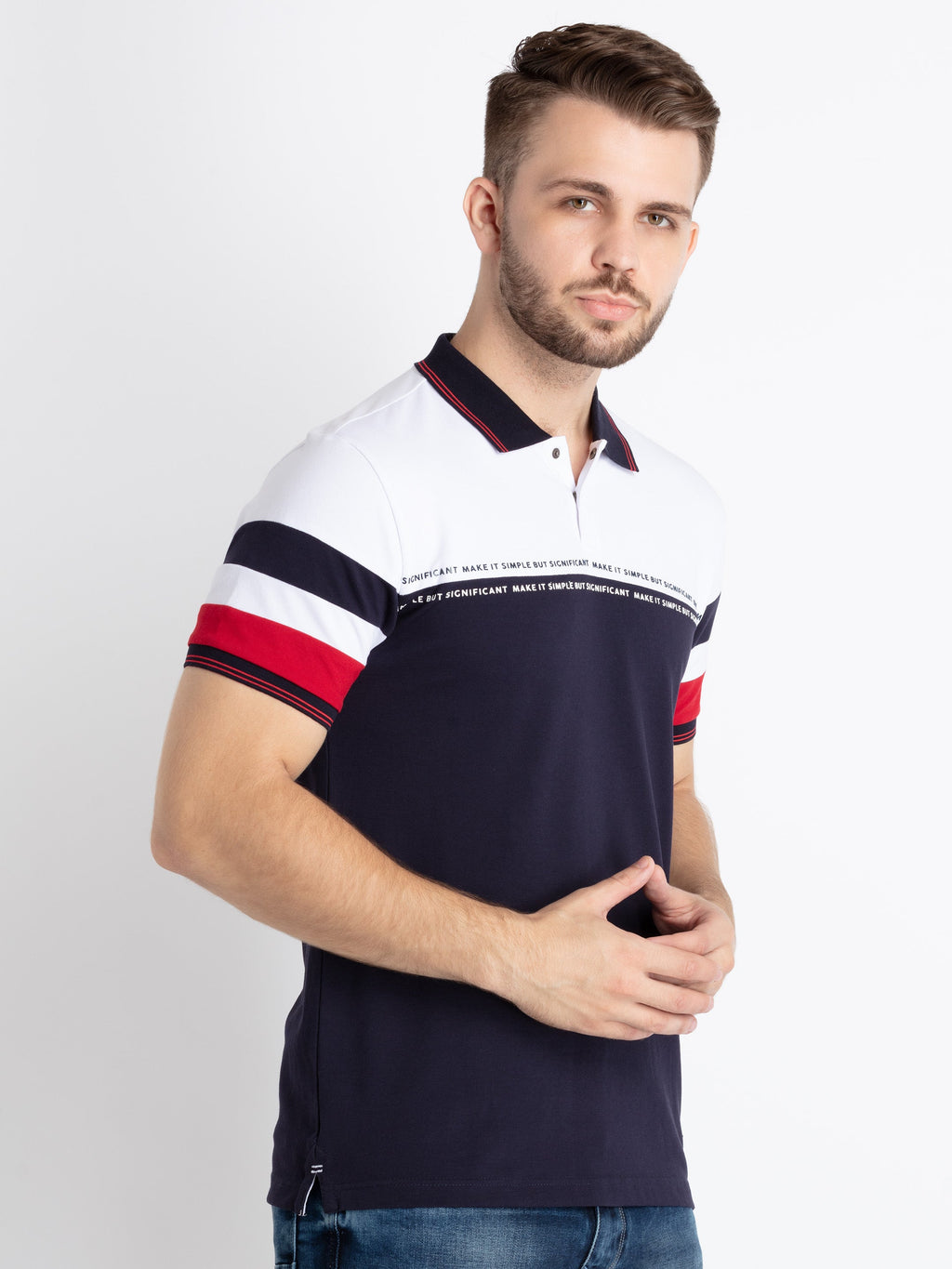 Mens Colorblocked Polo T-Shirt