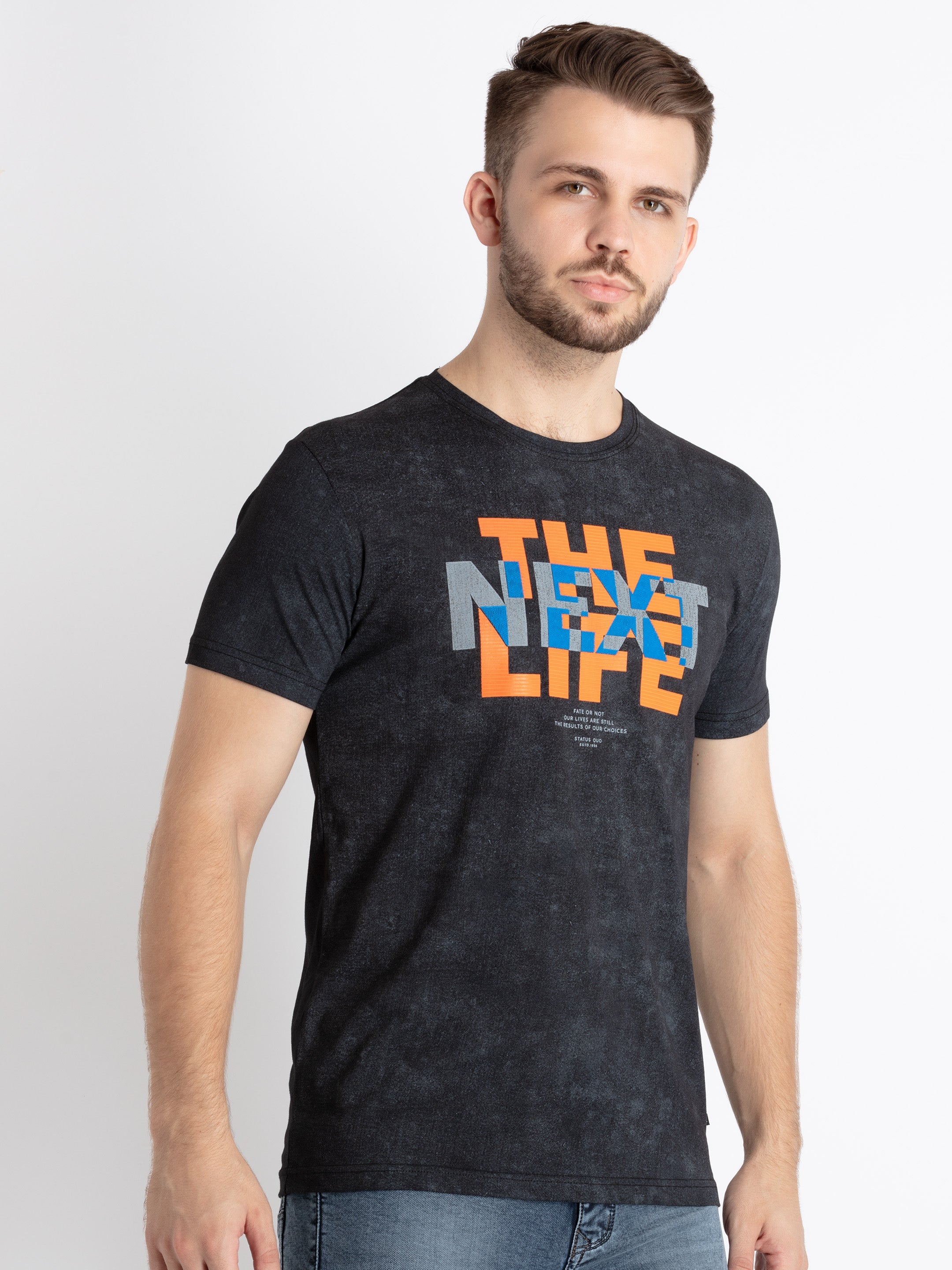 Mens Printed Round Neck T-Shirt