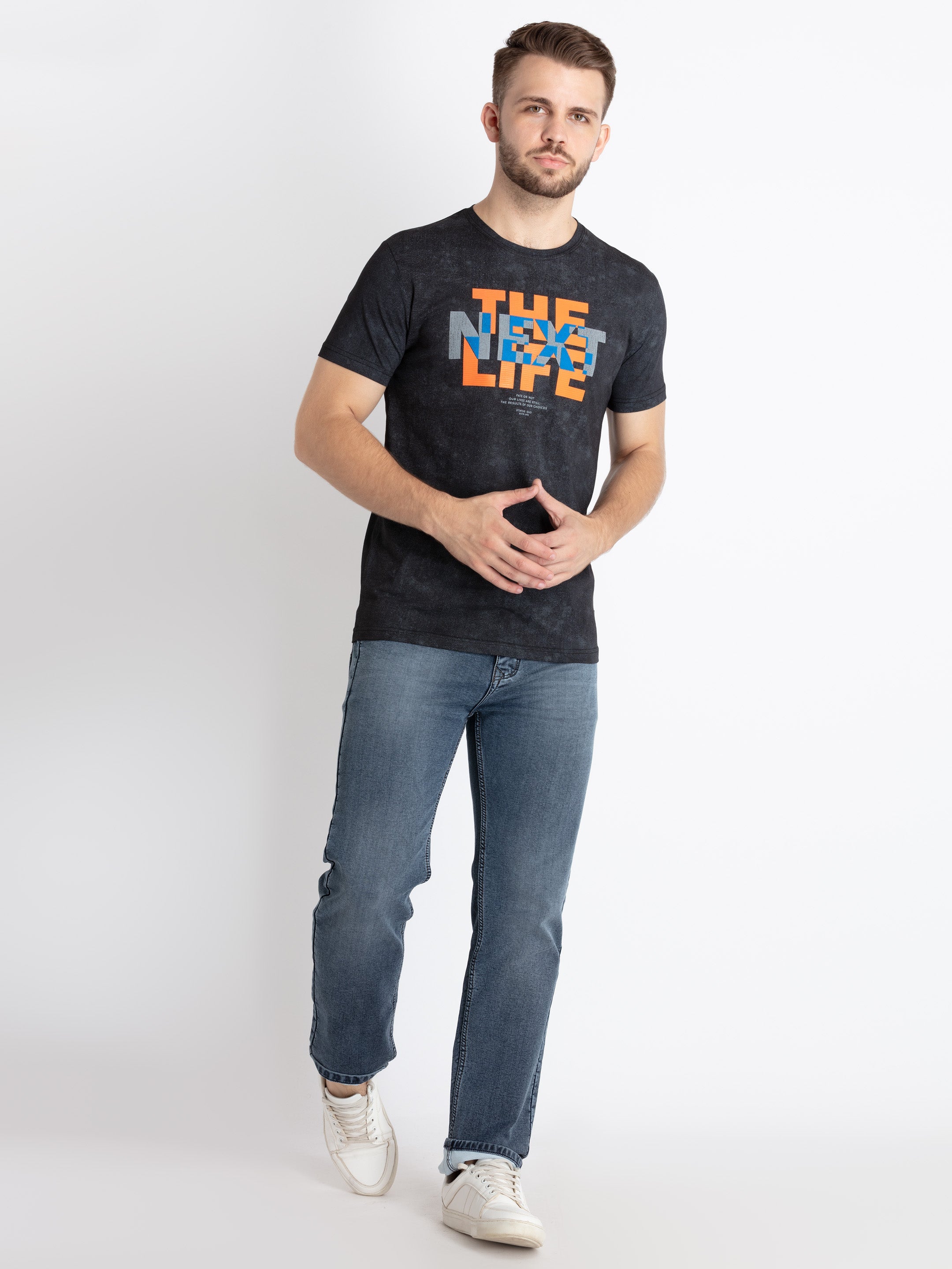 Mens Printed Round Neck T-Shirt