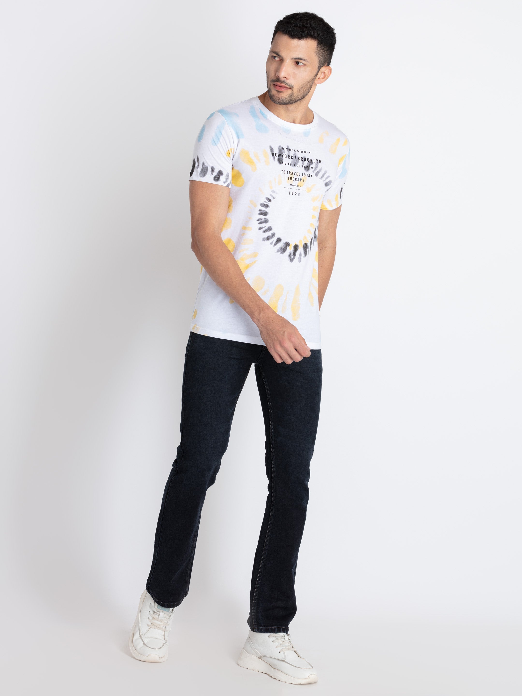 Mens All Over Print Round Neck T-Shirt