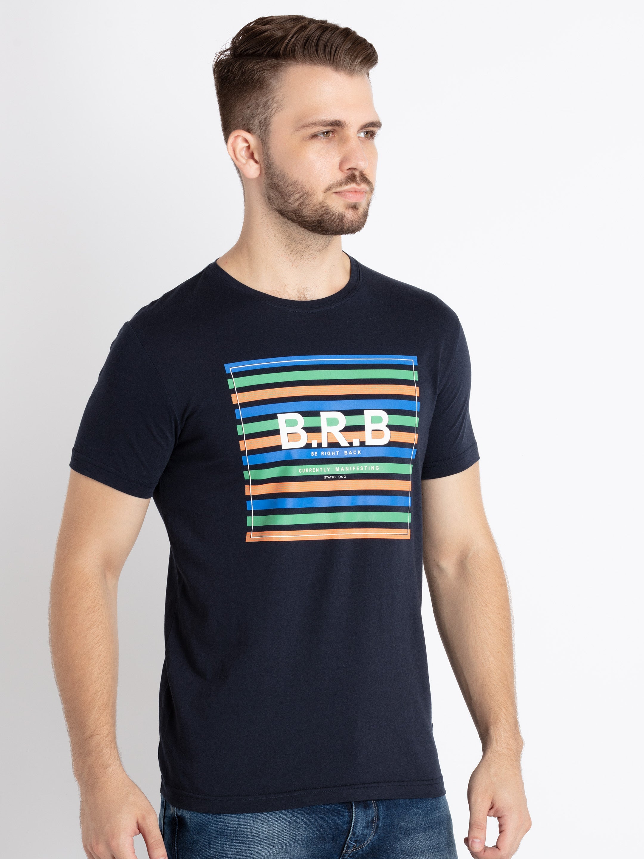 Mens Printed Round Neck T-Shirt