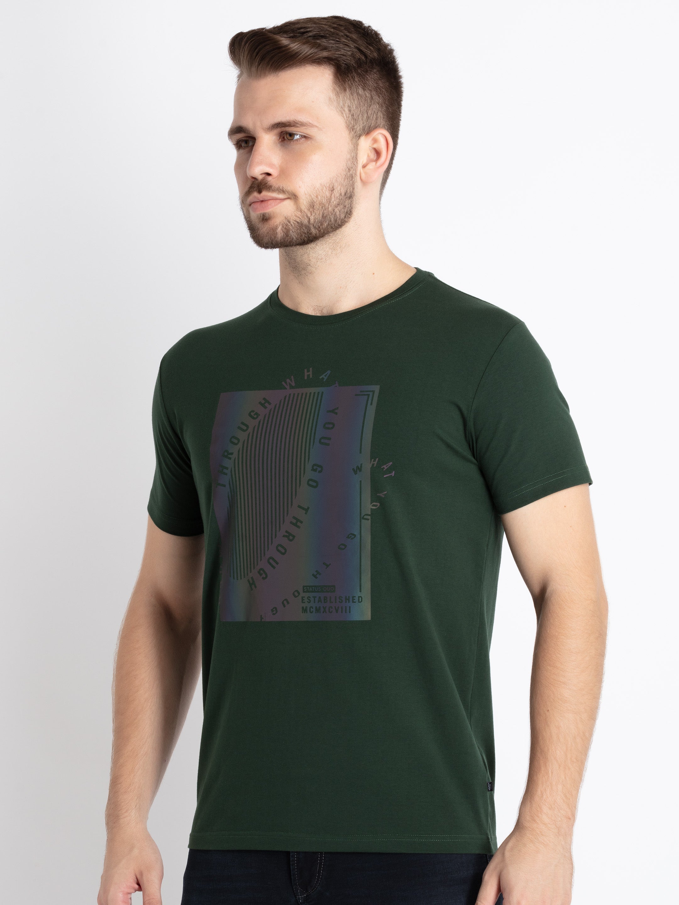 Mens Printed Round Neck T-Shirt