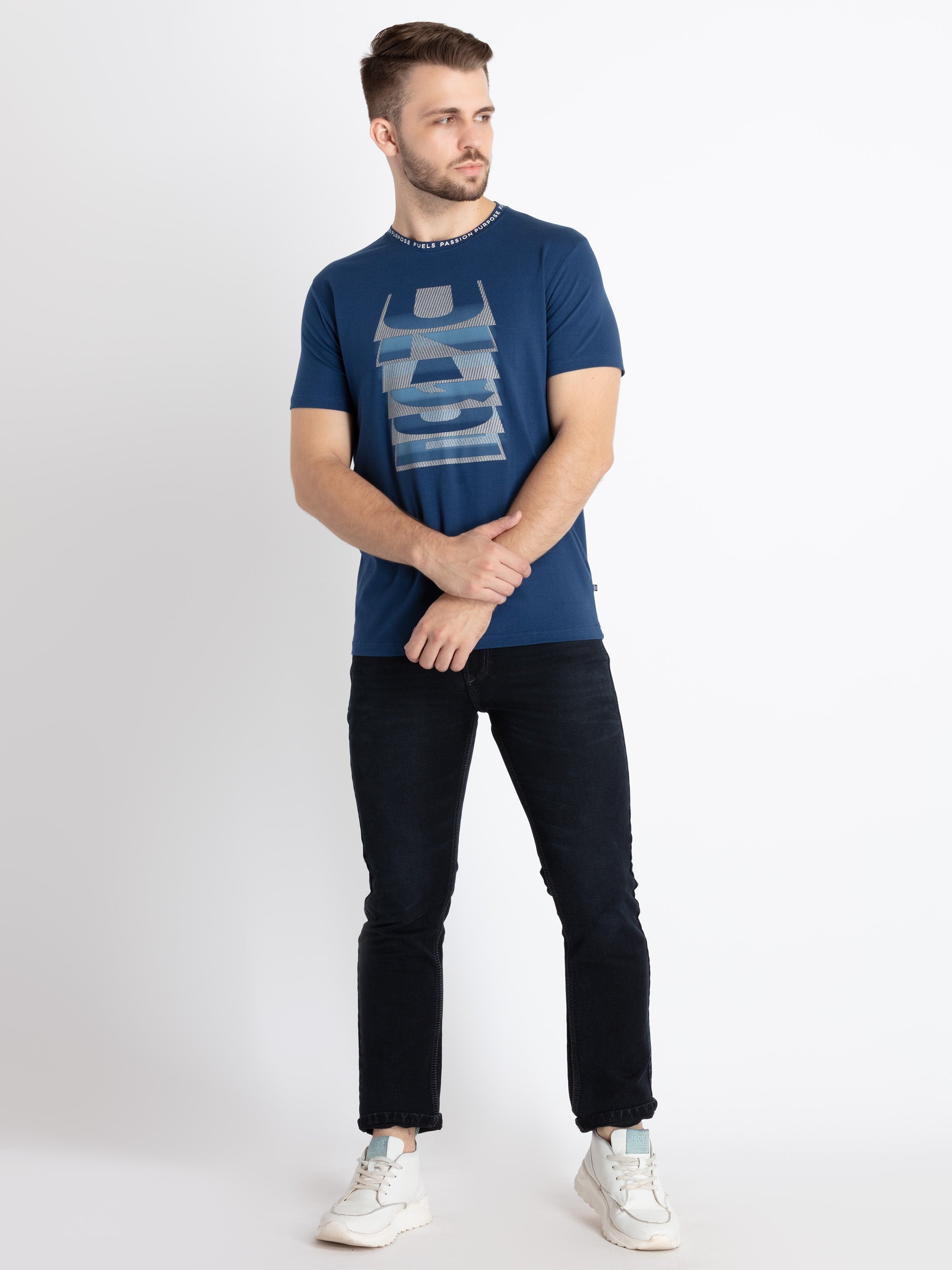 Mens Printed Round Neck T-Shirt