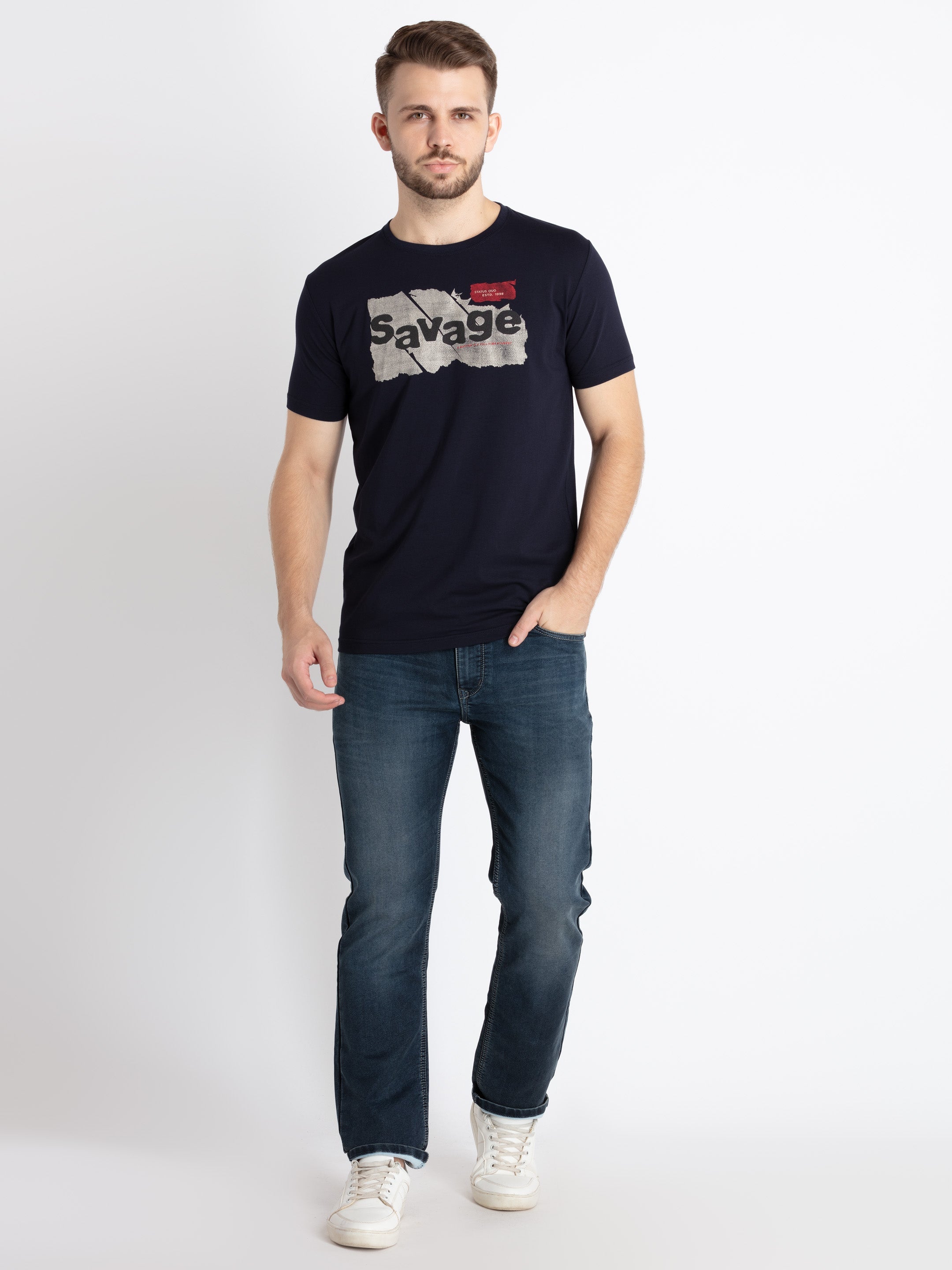 Mens Printed Round Neck T-Shirt