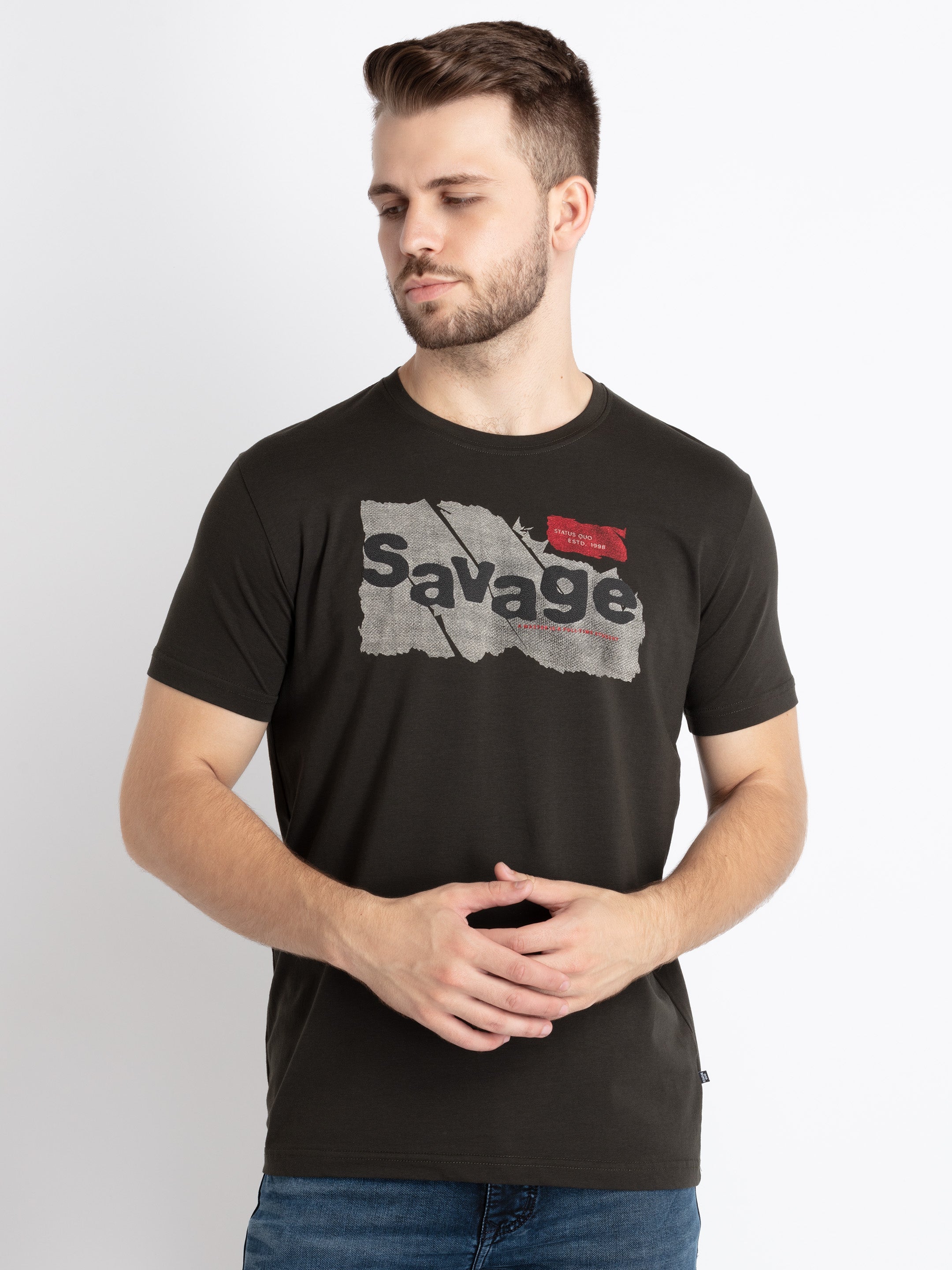 Mens Printed Round Neck T-Shirt