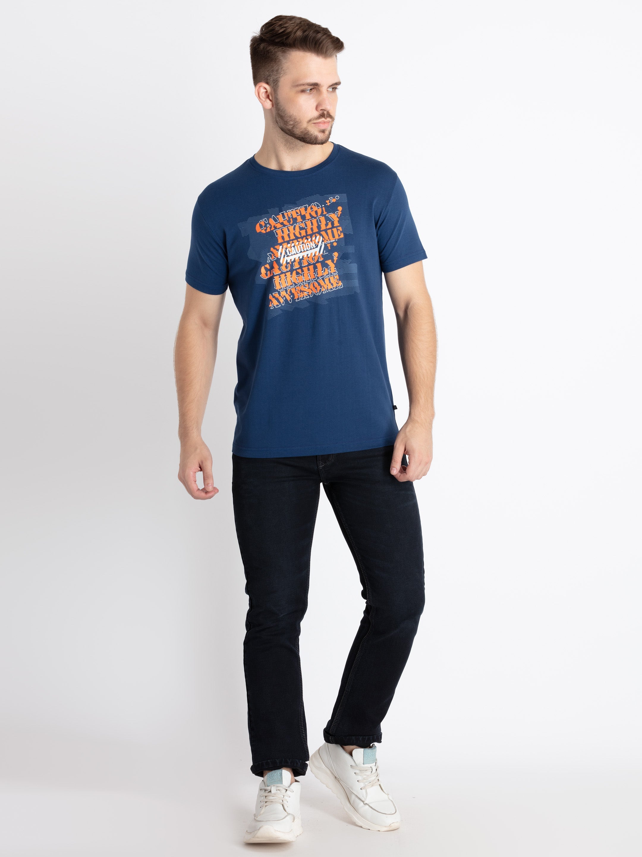 Mens Printed Round Neck T-Shirt