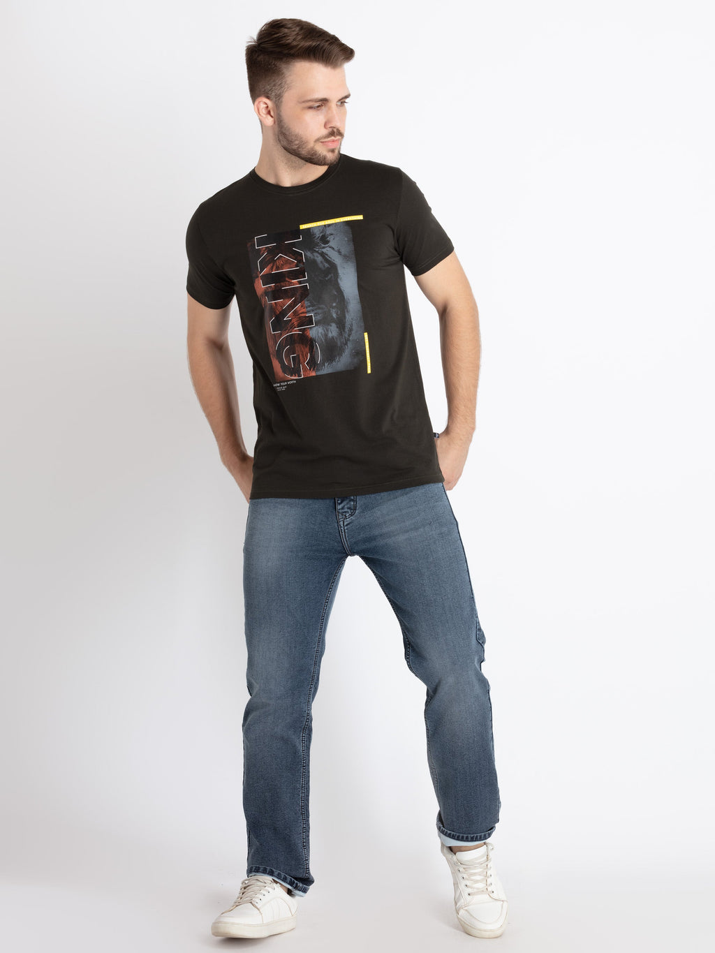 Mens Printed Round Neck T-Shirt
