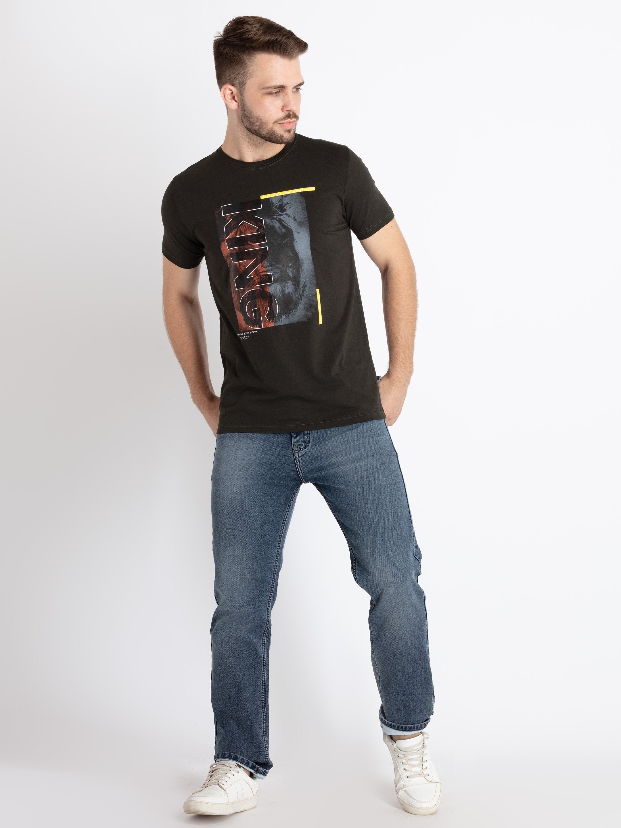 Mens Printed Round Neck T-Shirt