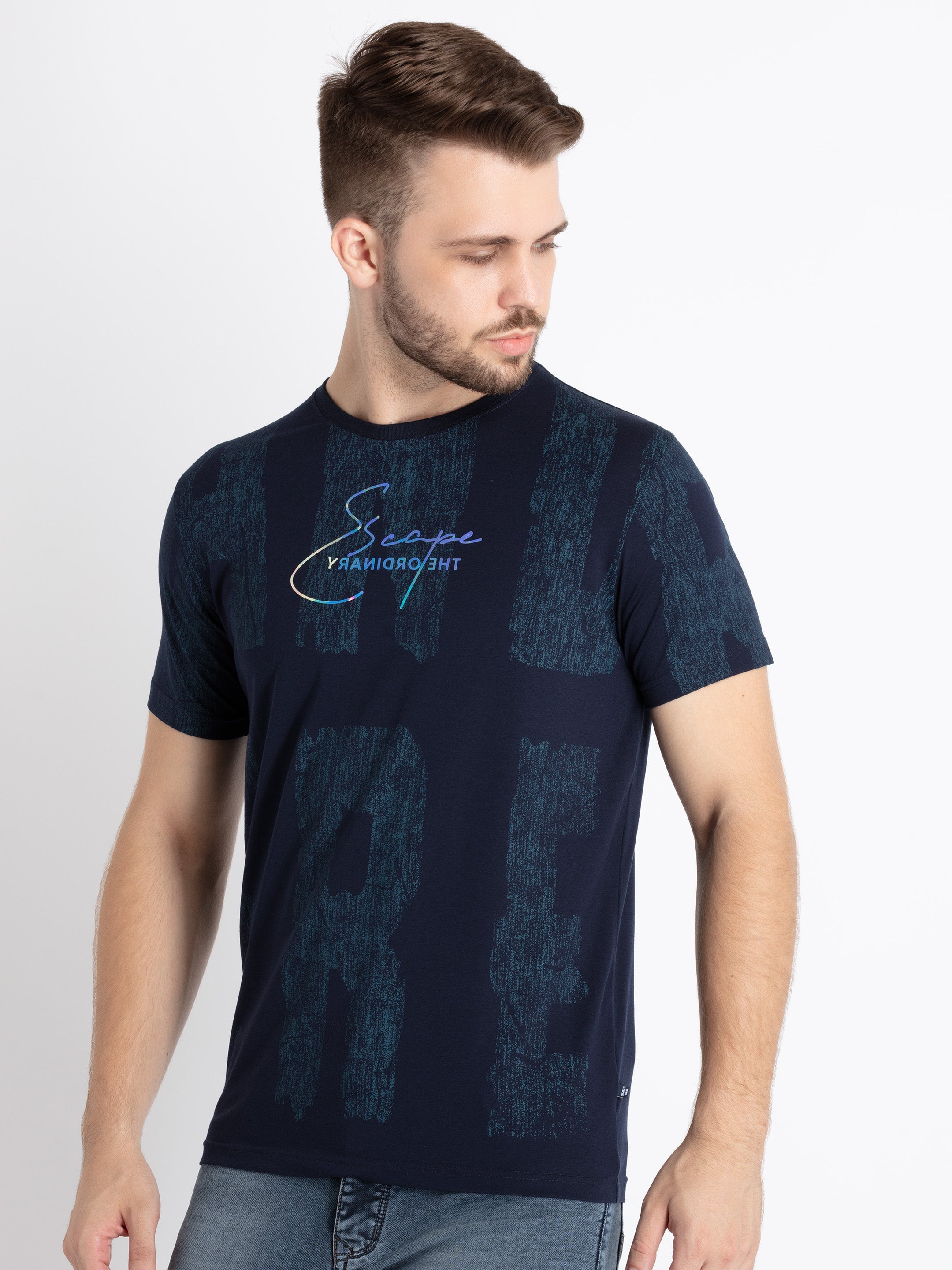Mens Printed Round Neck T-Shirt