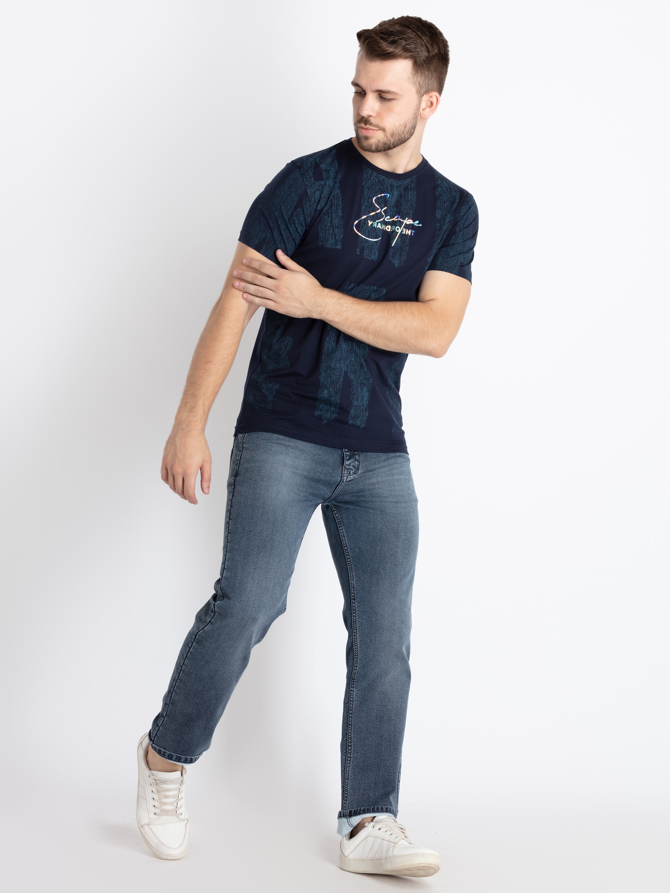 Mens Printed Round Neck T-Shirt