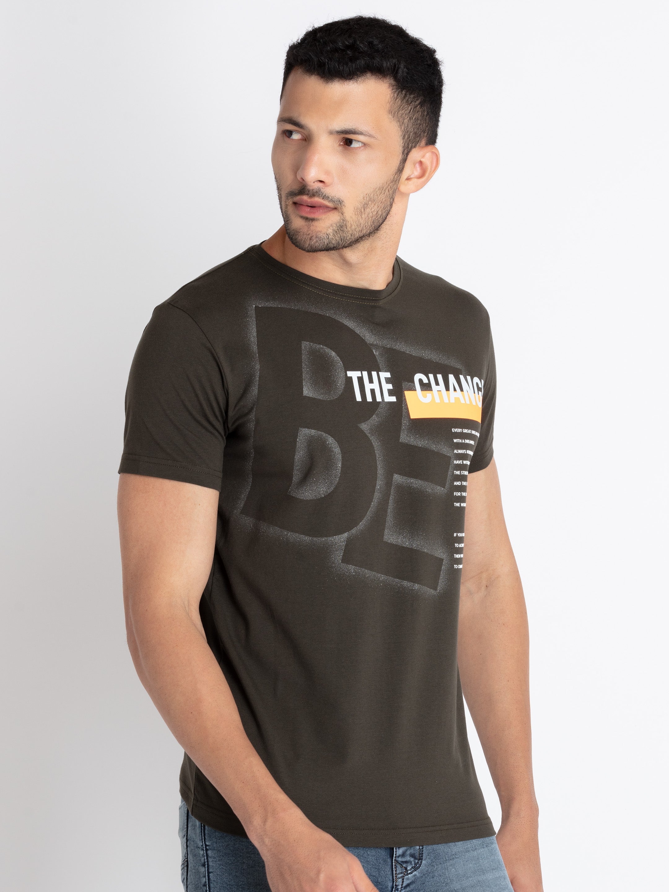 Mens Printed Round Neck T-Shirt