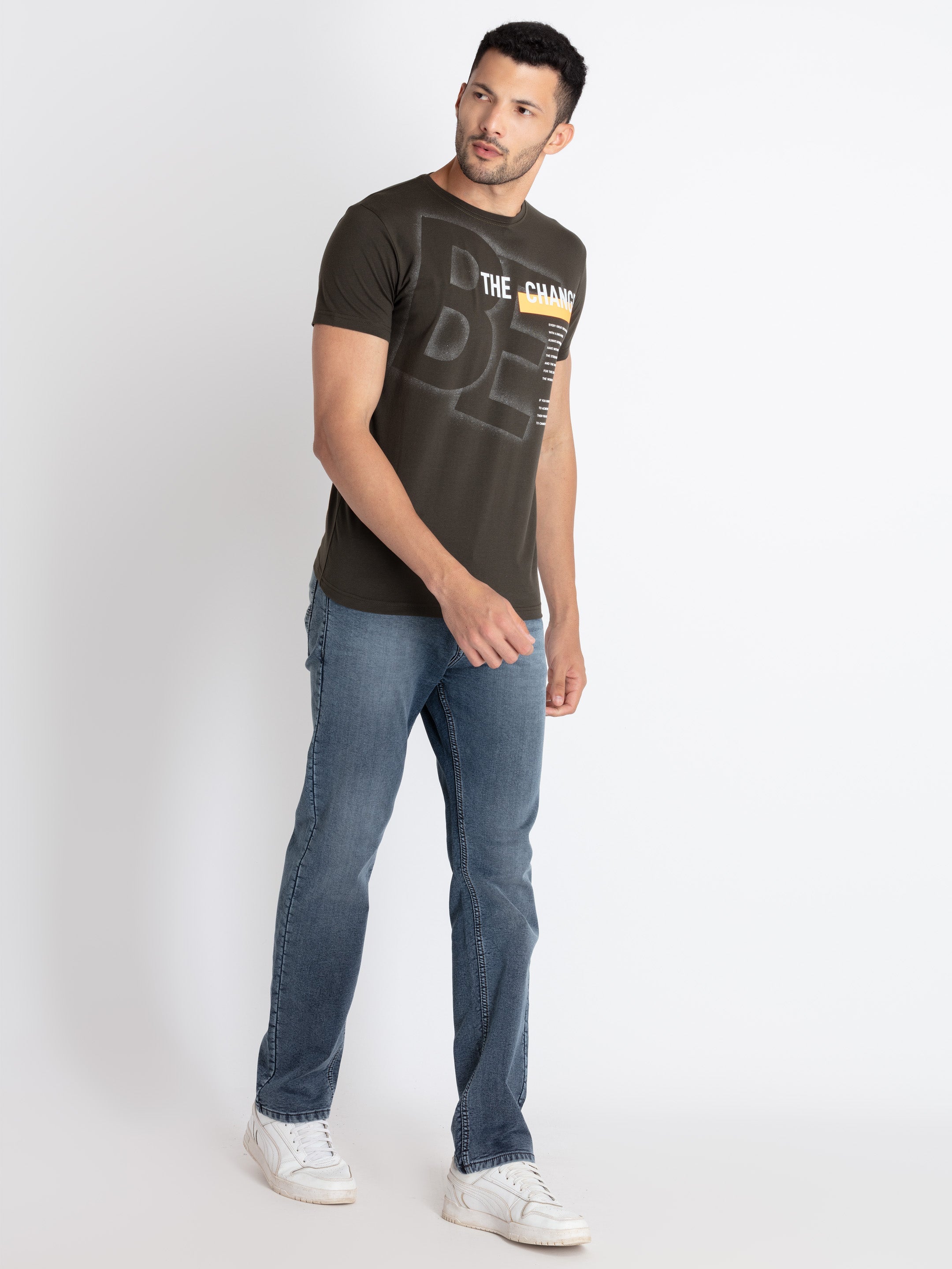 Mens Printed Round Neck T-Shirt