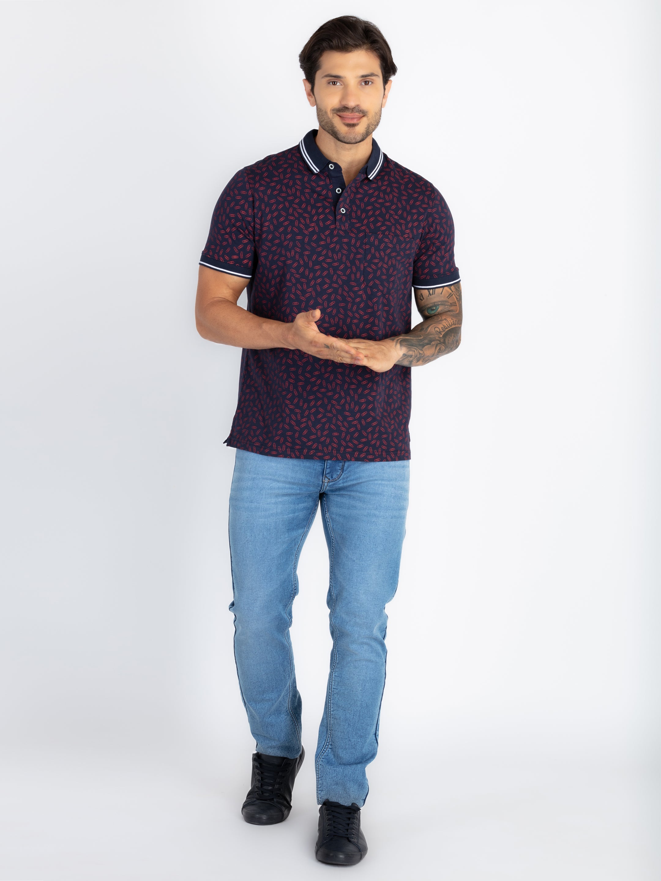 Mens All Over Printed Polo T-Shirt